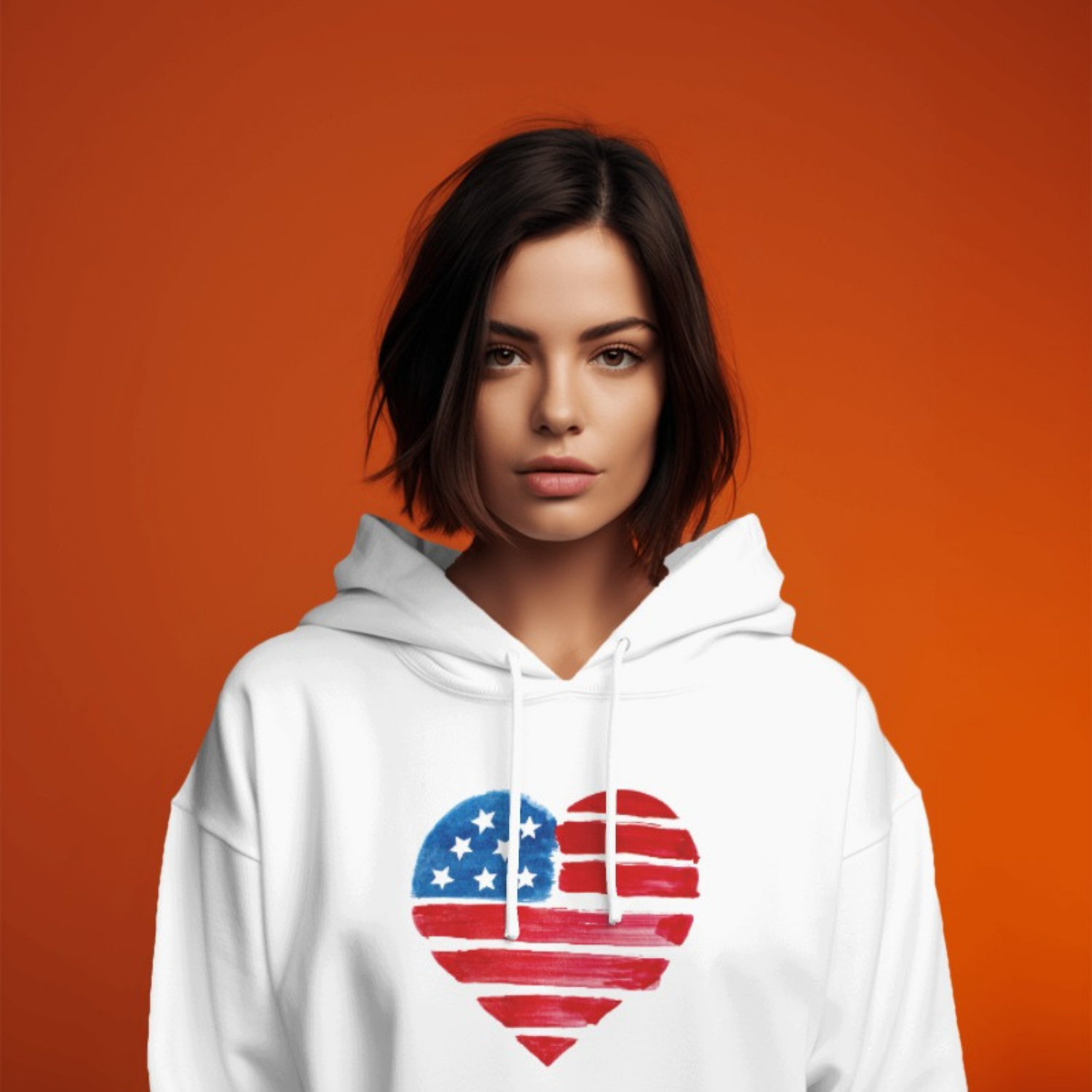 USA Heart Design classic fit Hoodie for women