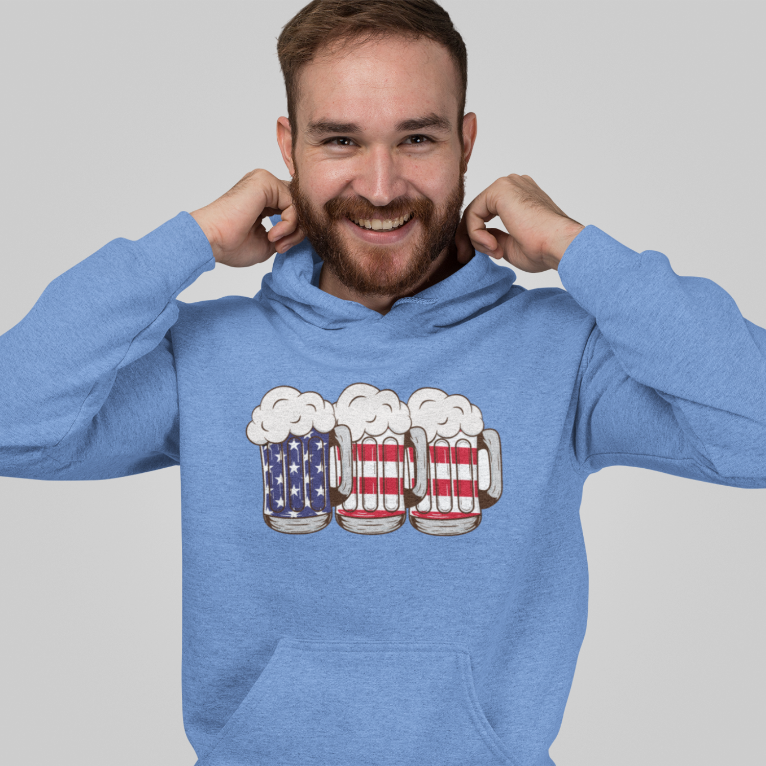 USA Beer Glass Print Design Men Hooded Sweatshirt.