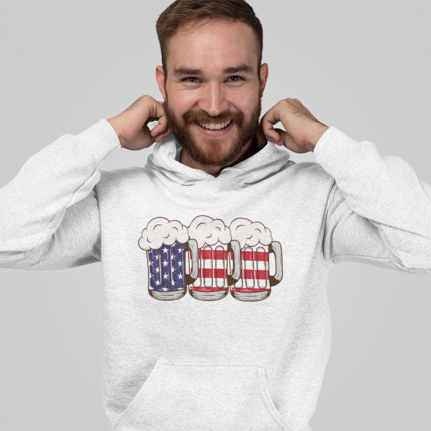 USA Beer Glass Print Design Men Hooded Sweatshirt.