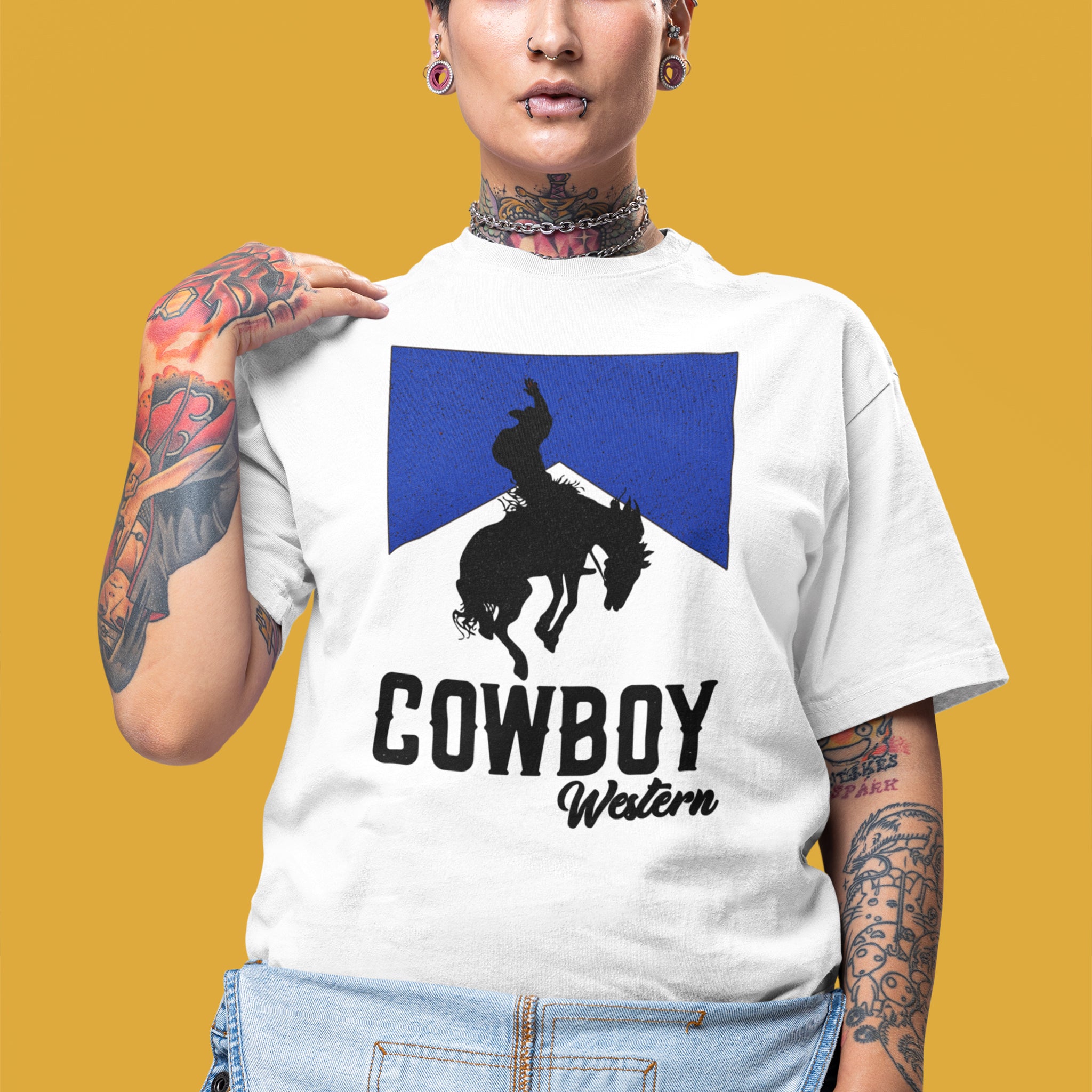 COW BOY roundneck Oversized T-shirt for men women