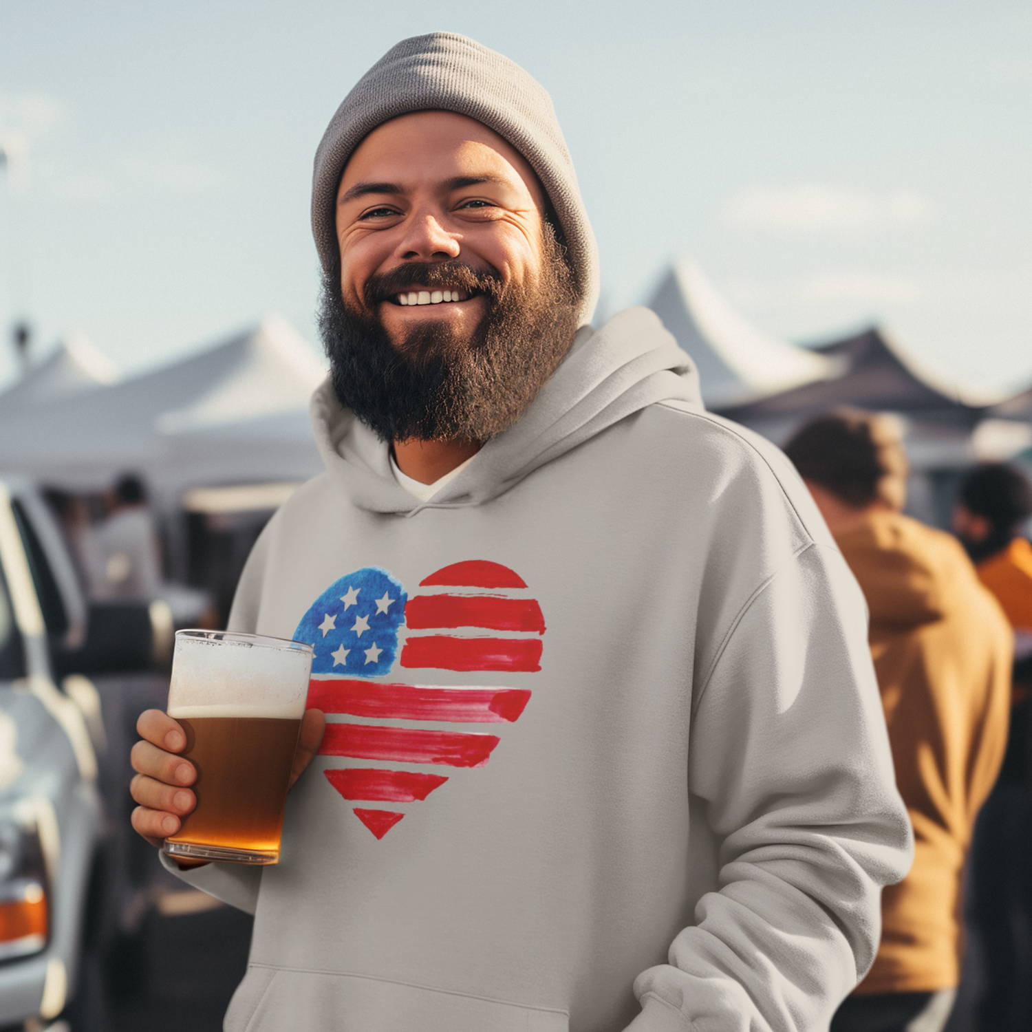 USA Heart Design classic fit Men Hoodie