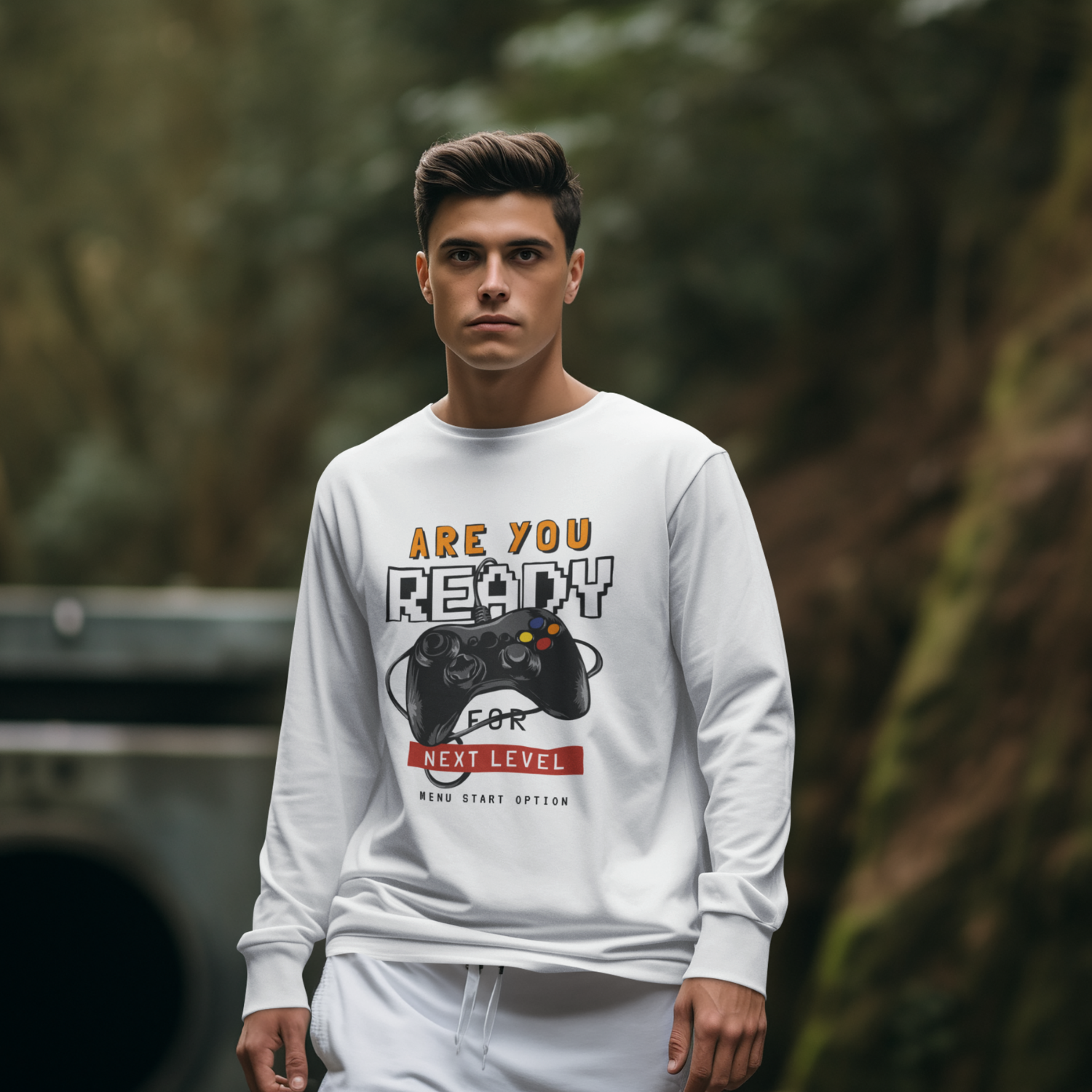 Men Ultra Cotton Long Sleeve classic fit round neck streetwear T-shirt