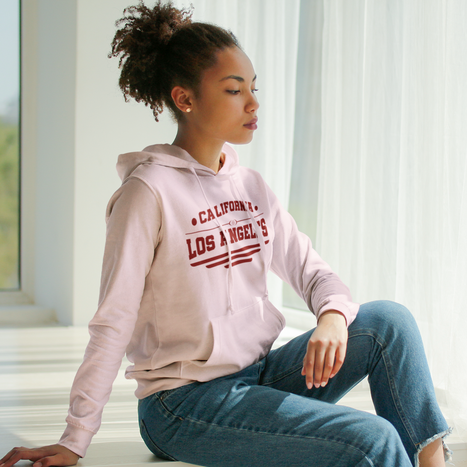 California Los Angles Text Printed Hoodie for women