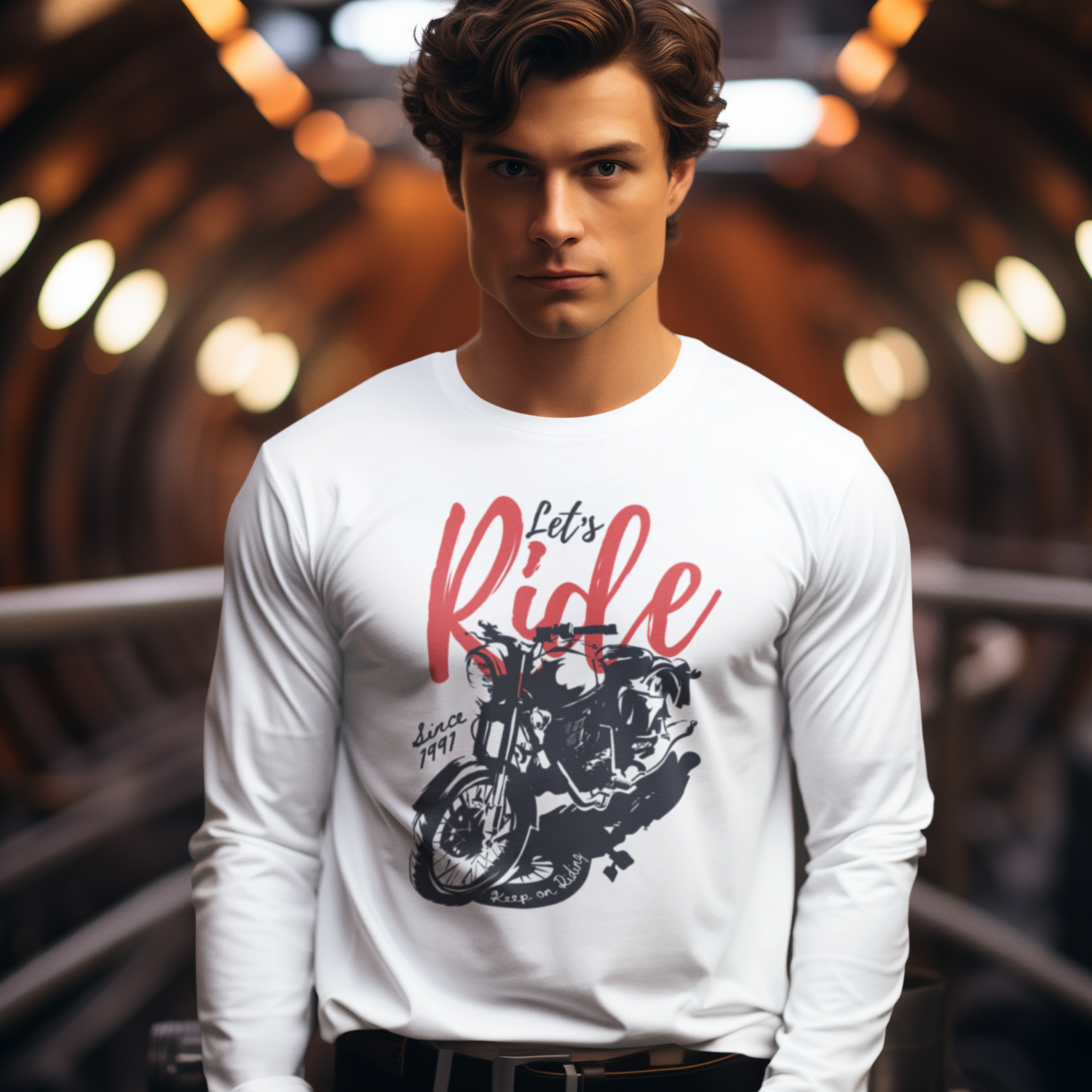 Men Ultra Cotton classic fit round neck Long Sleeve Tee for bikers