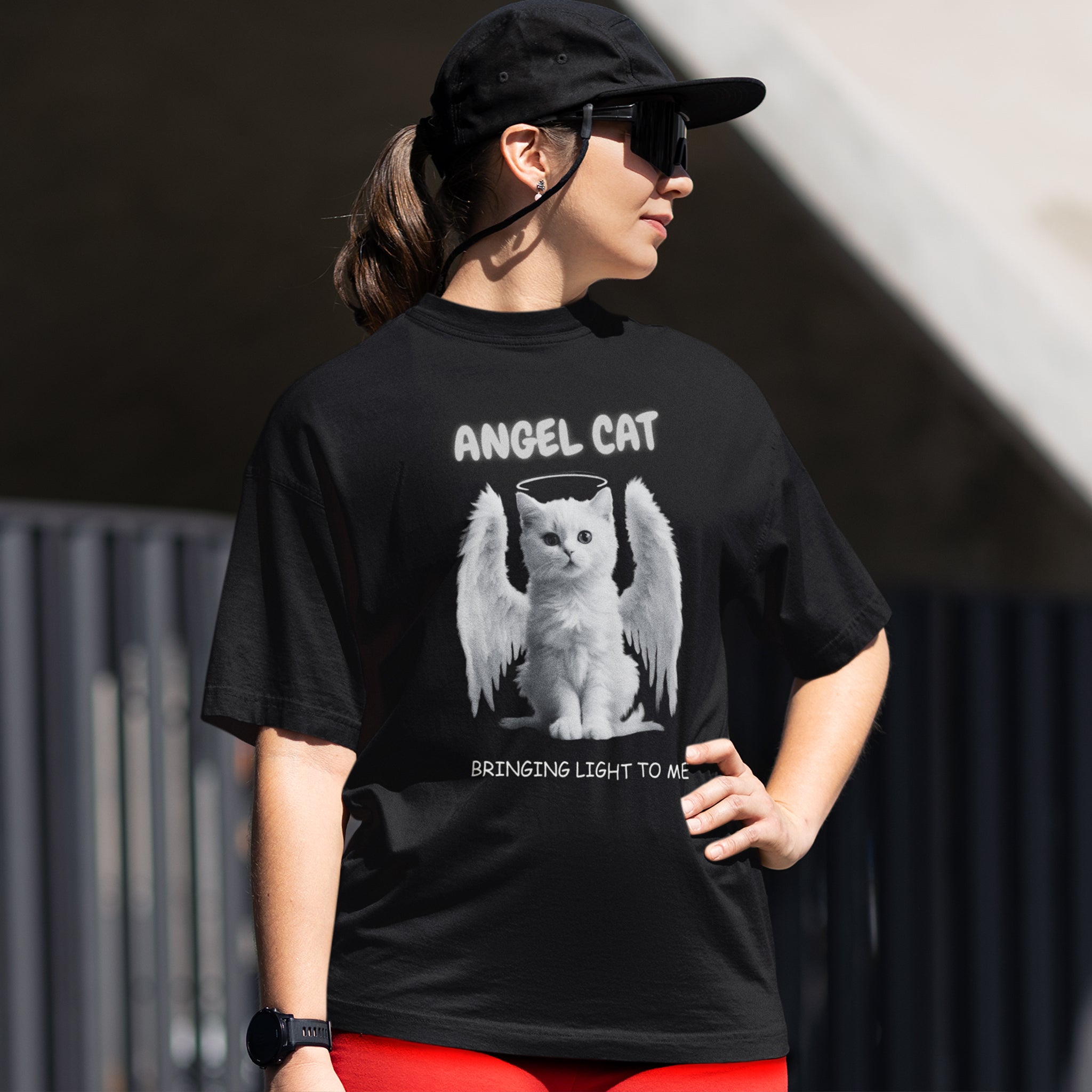 Cute cat Unisex oversized roundneck T-shirt
