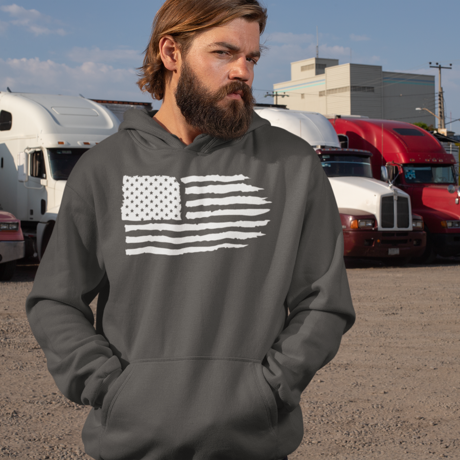 USA Flag Design Unique Men Hooded Sweatshirt