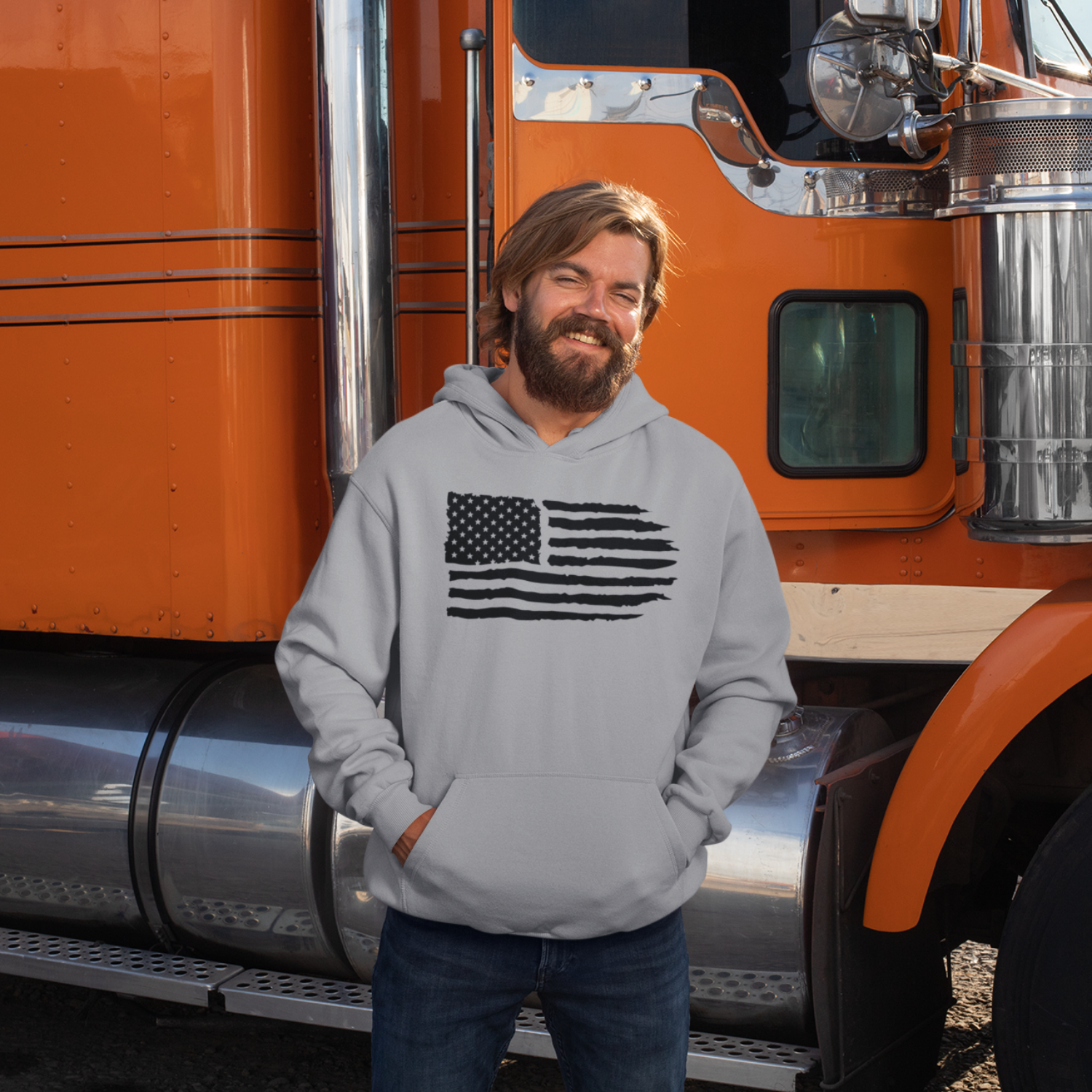 USA Flag Design Unique Men Hooded Sweatshirt