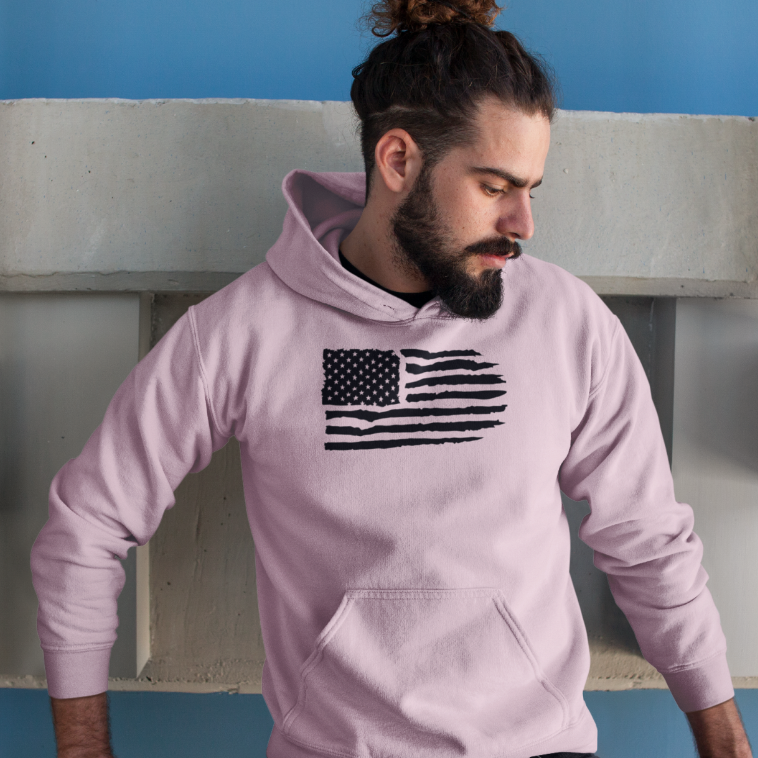 USA Flag Design Unique Men Hooded Sweatshirt