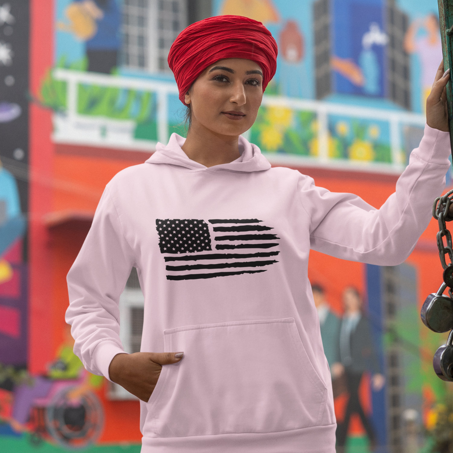 USA Flag Design classic fit Unique Hoodie for women