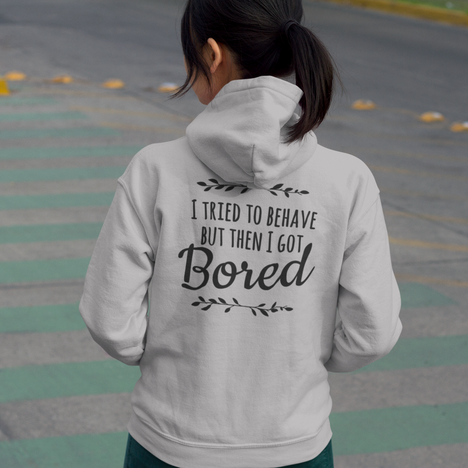 Humour quote text women back print Hooded Sweatshirt