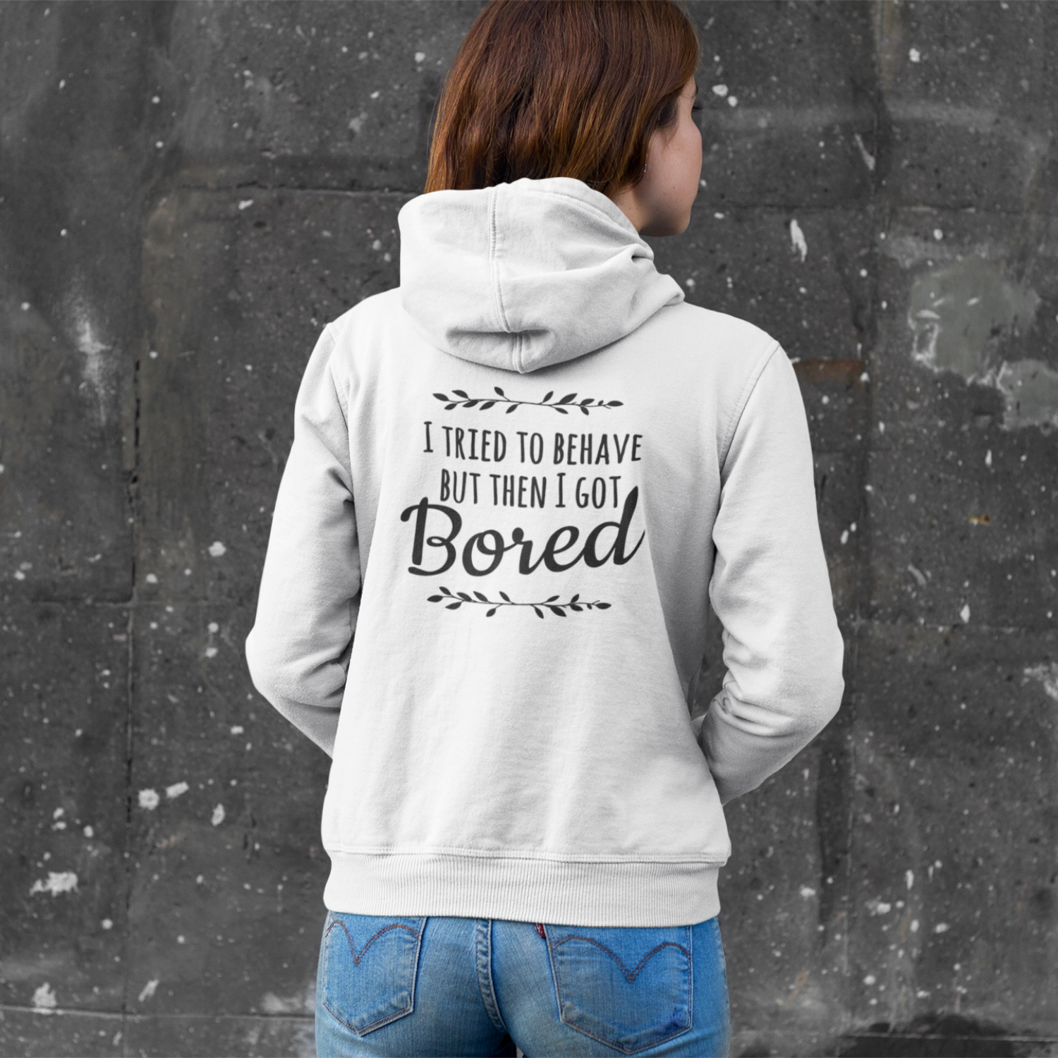Humour quote text women back print Hooded Sweatshirt