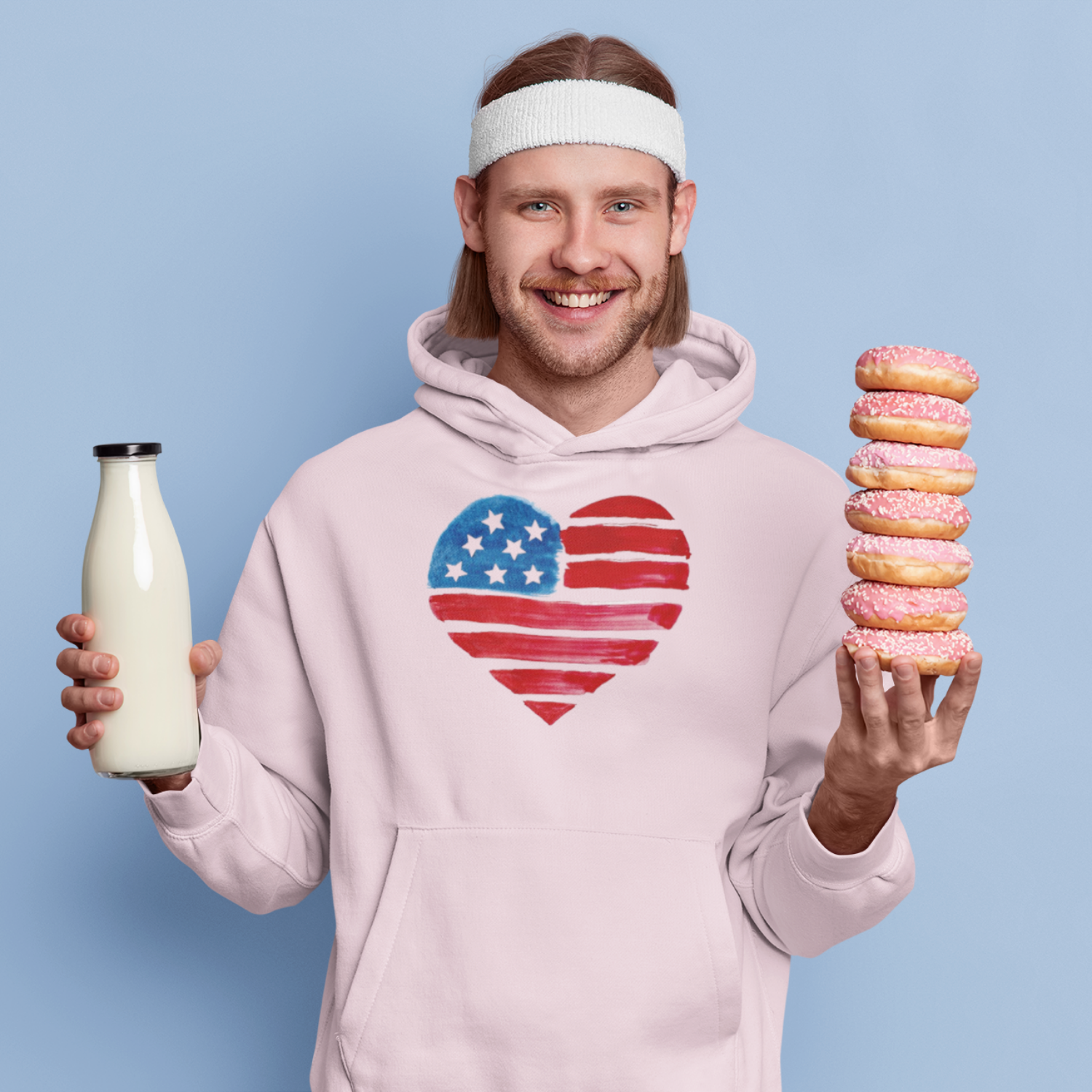 USA Heart Design classic fit Men Hoodie