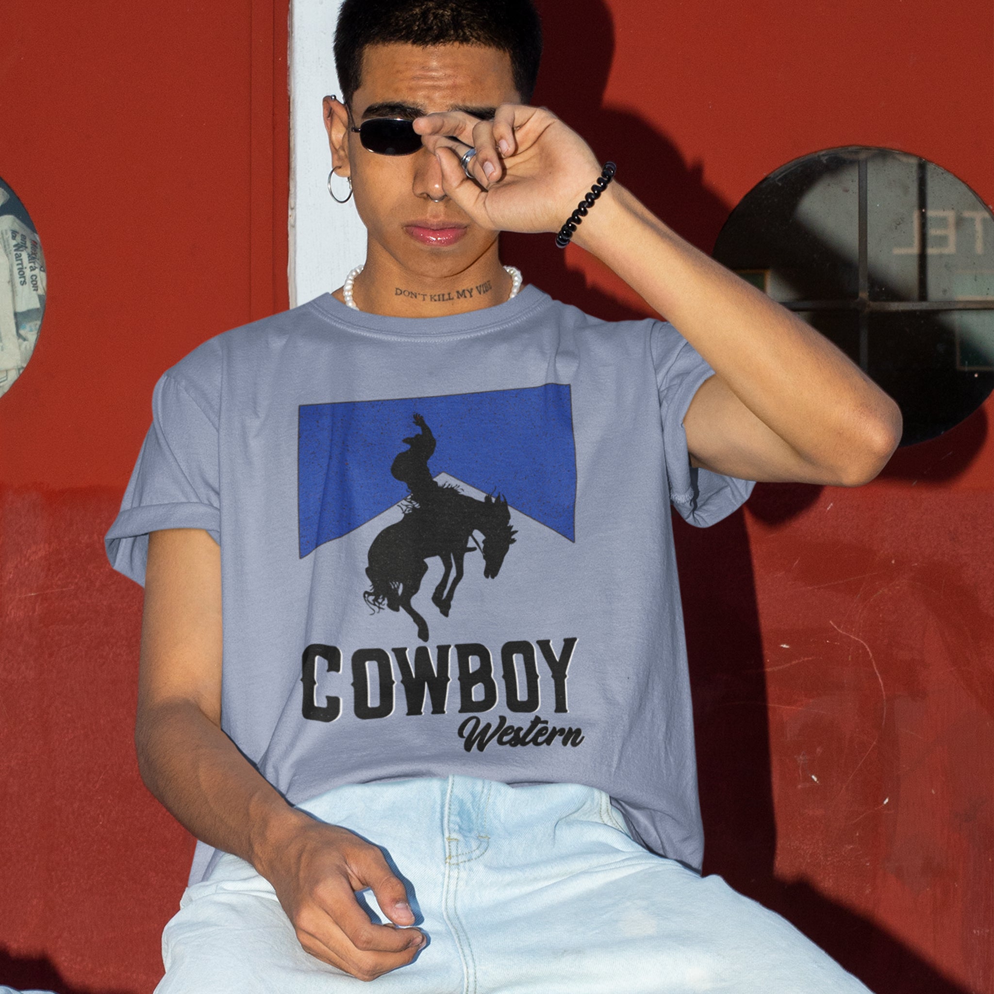 COW BOY roundneck Oversized T-shirt for men women