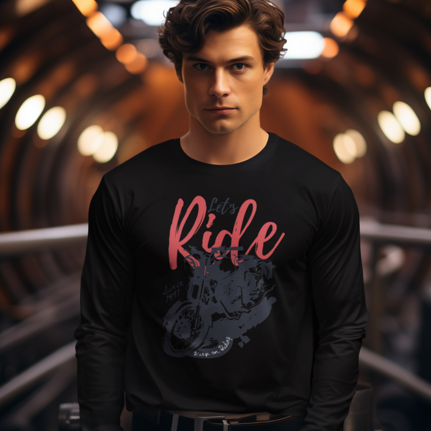 Men Ultra Cotton classic fit round neck Long Sleeve Tee for bikers