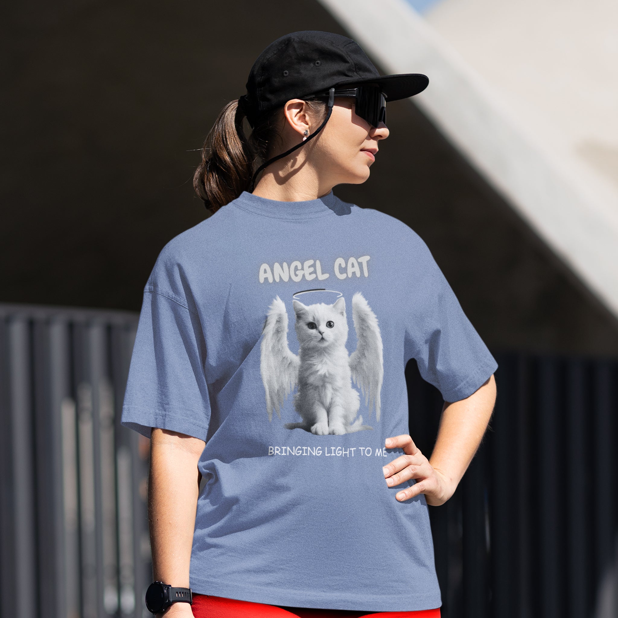 Cute cat Unisex oversized roundneck T-shirt