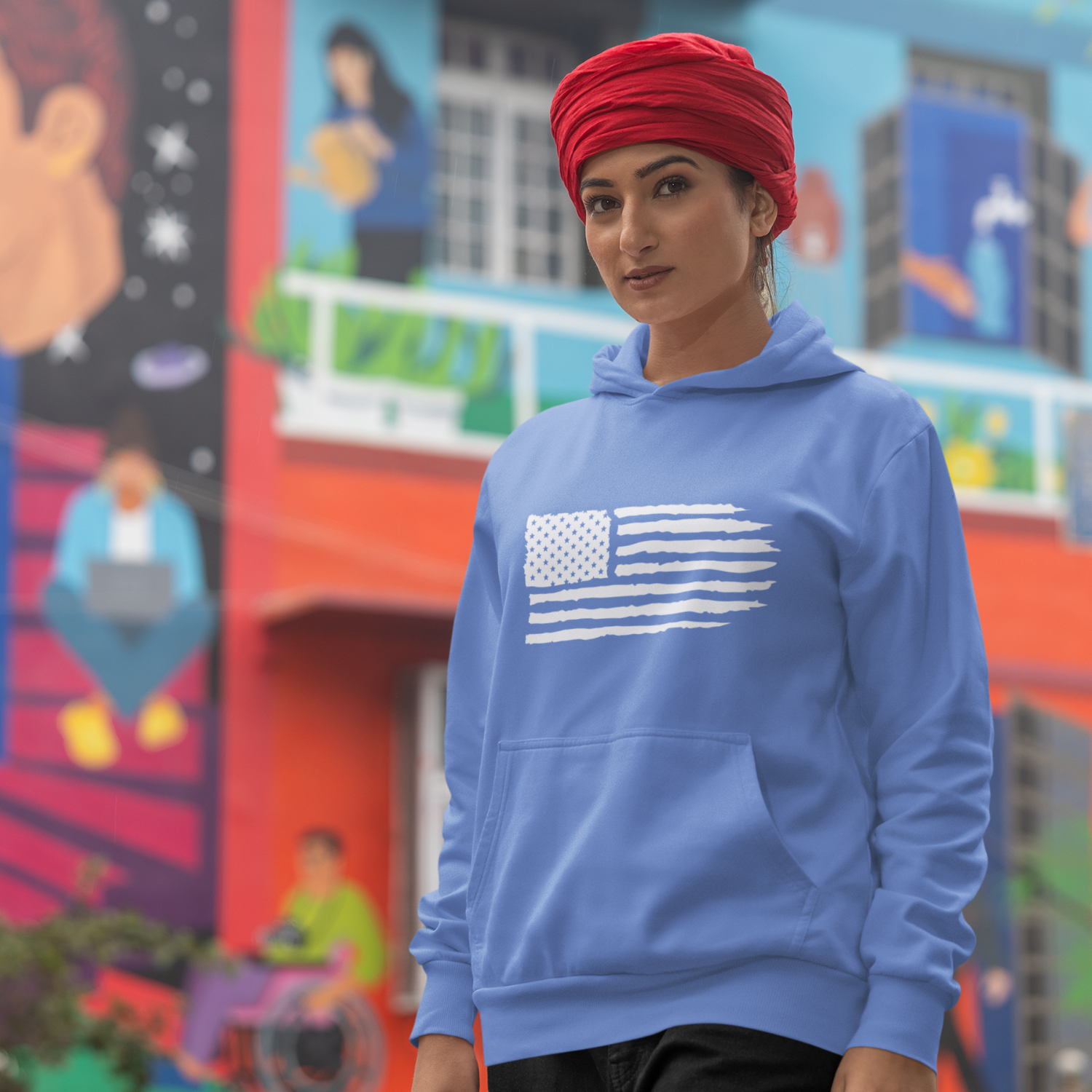 USA Flag Design classic fit Unique Hoodie for women