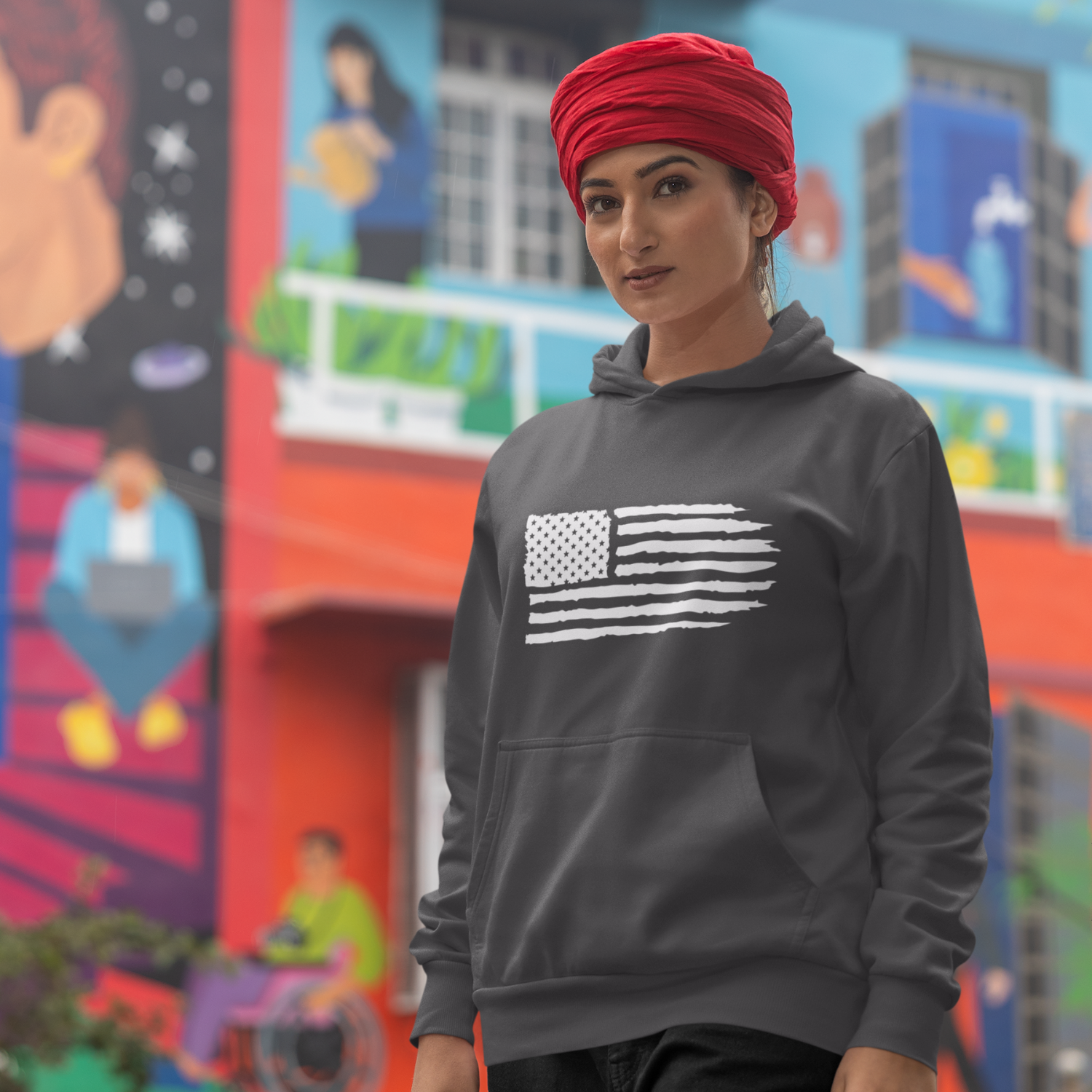 USA Flag Design classic fit Unique Hoodie for women