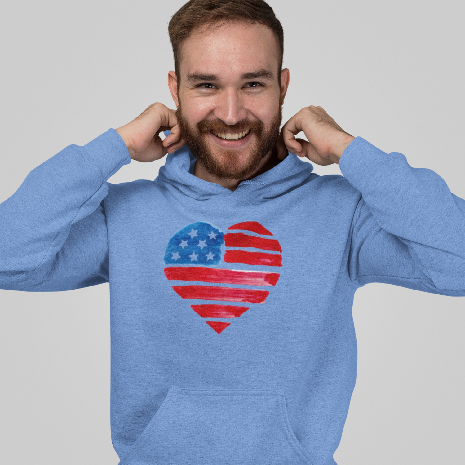 USA Heart Design classic fit Men Hoodie