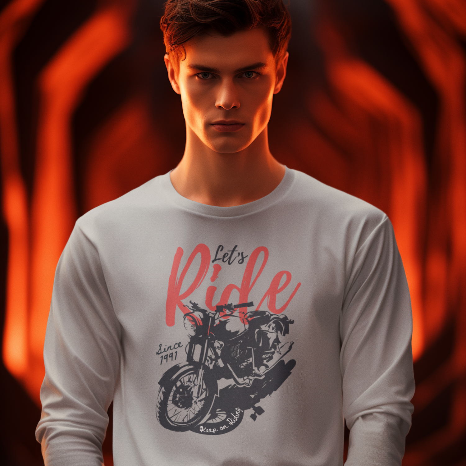 Men Ultra Cotton classic fit round neck Long Sleeve Tee for bikers