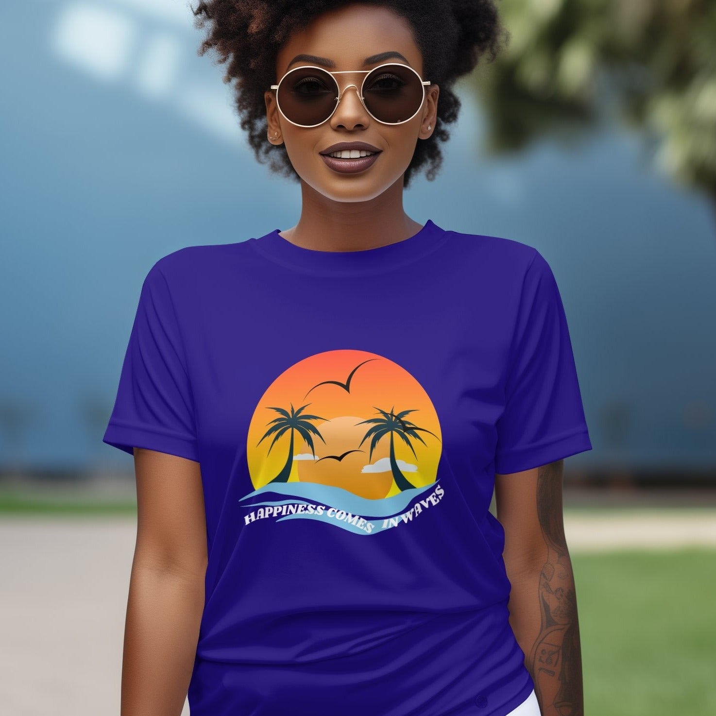 Holiday Text Printed round neck short sleeve T-Shirt men Women