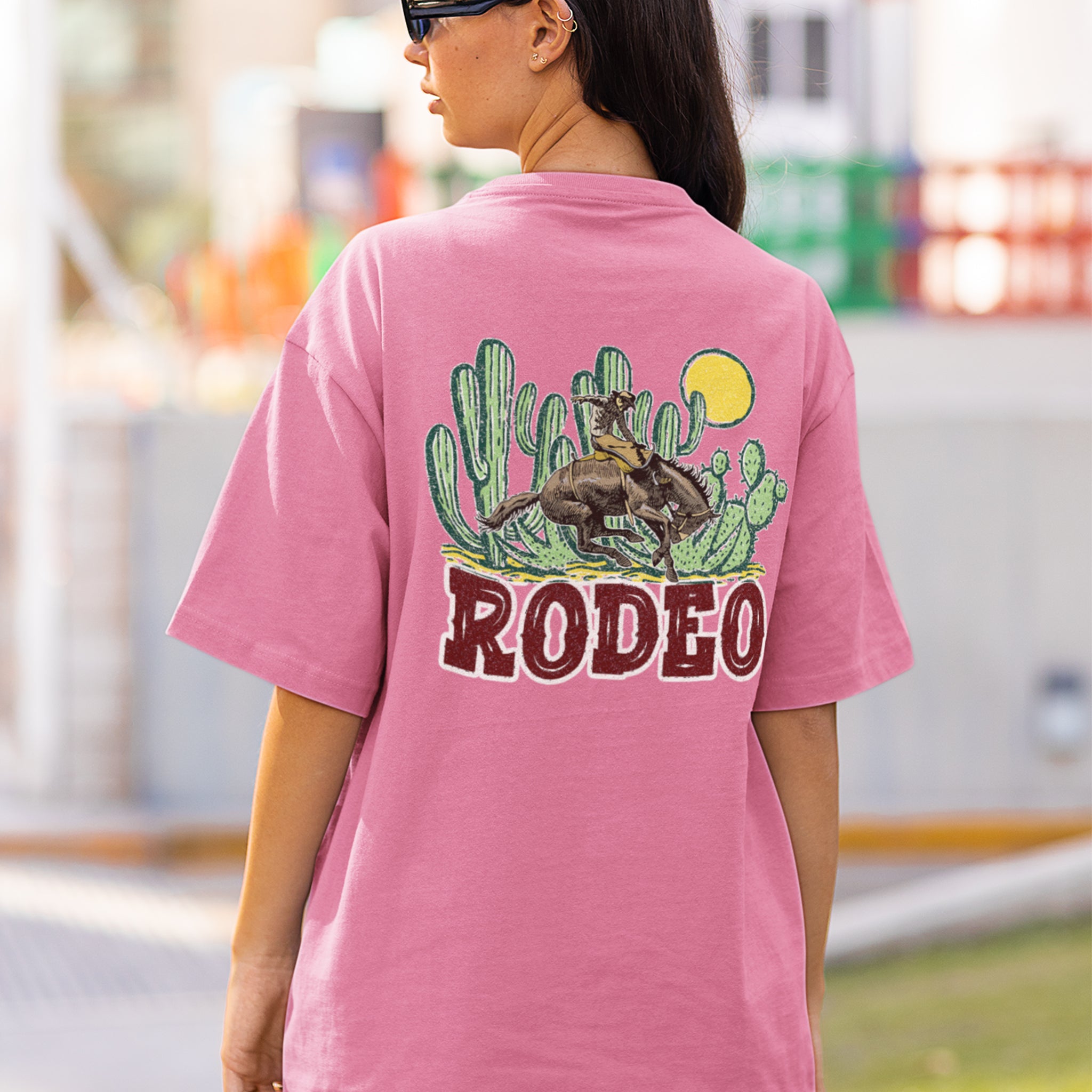 Rodeo oversized only backprint round neck T-shirt unisex