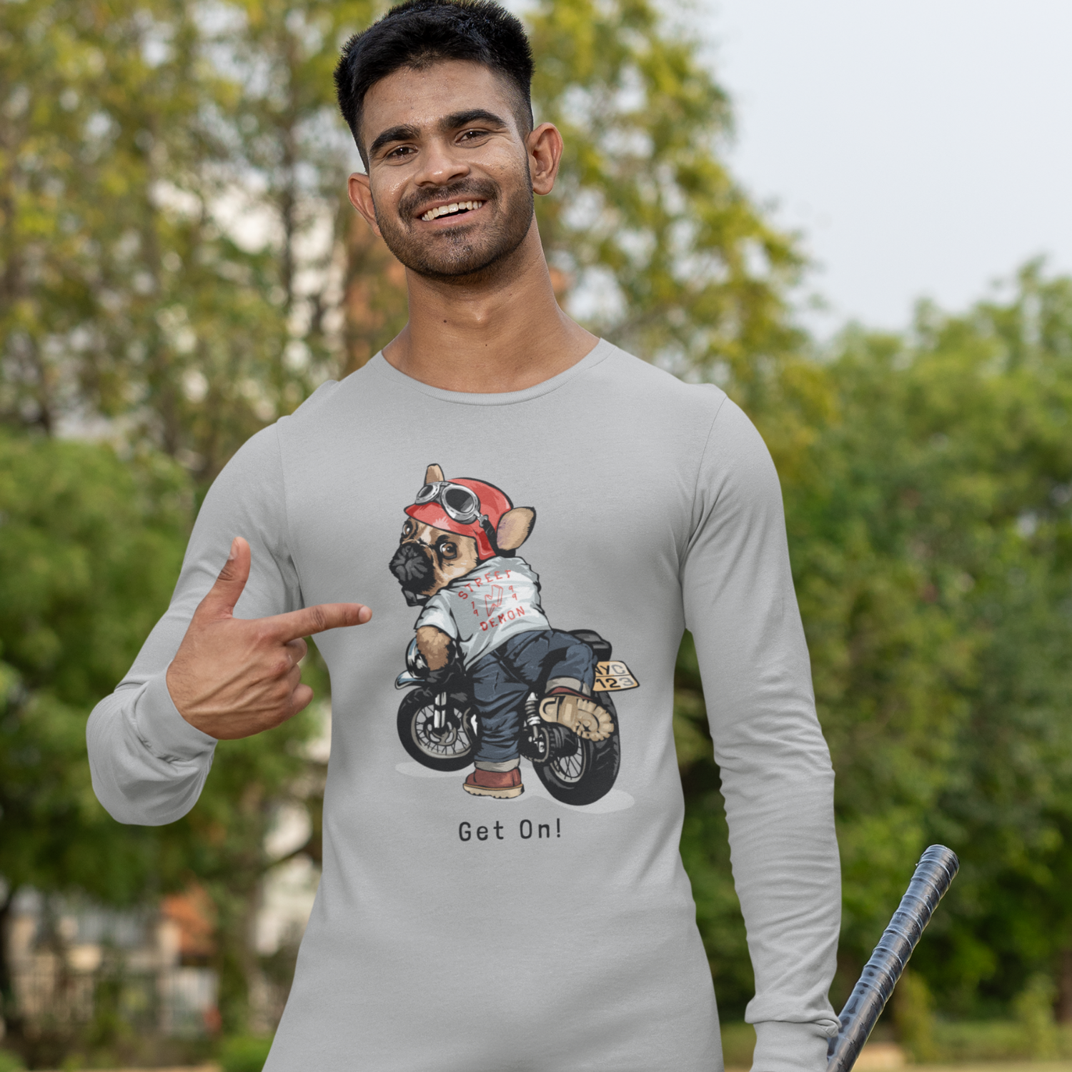 Men Ultra Cotton Long Sleeve classic fit round neck Tee for bikers