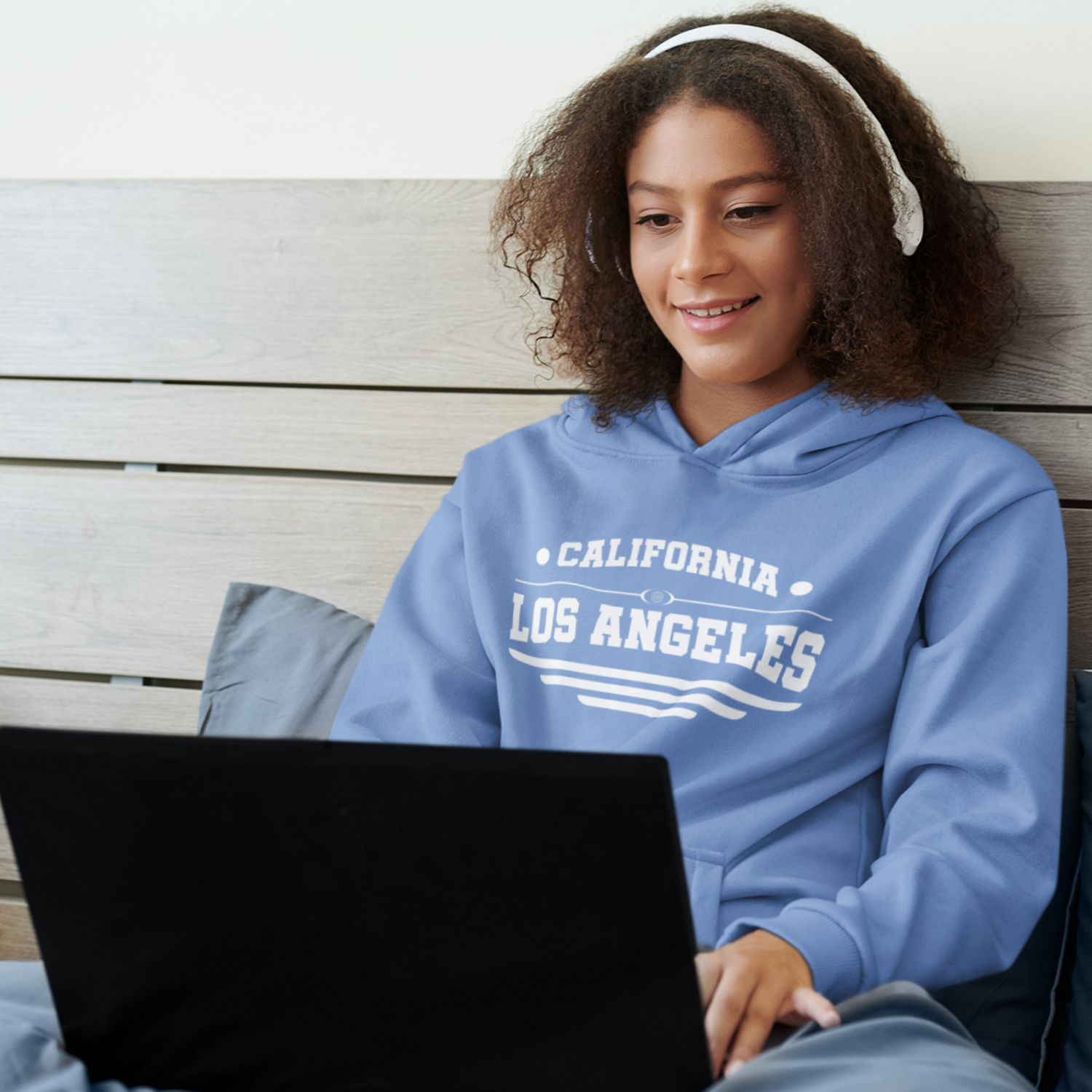 California Los Angles Text Printed Hoodie for women