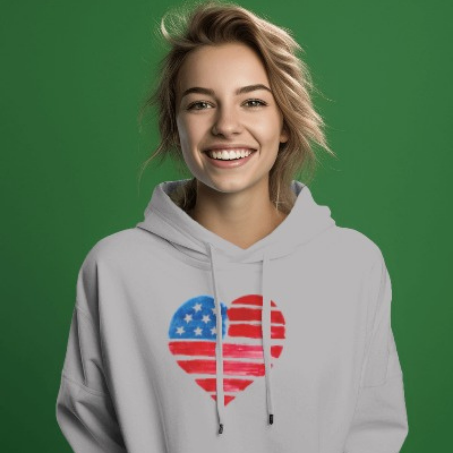 USA Heart Design classic fit Hoodie for women