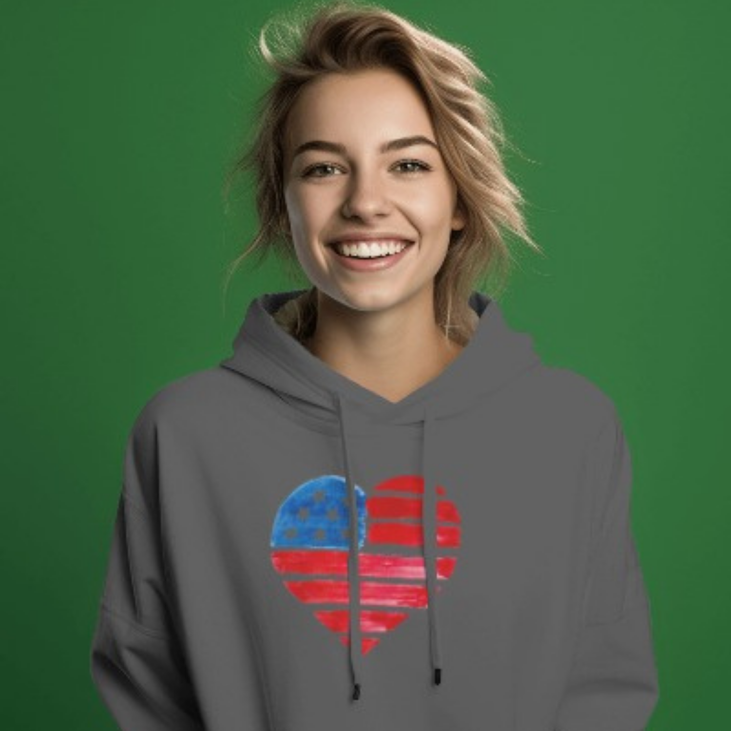 USA Heart Design classic fit Hoodie for women