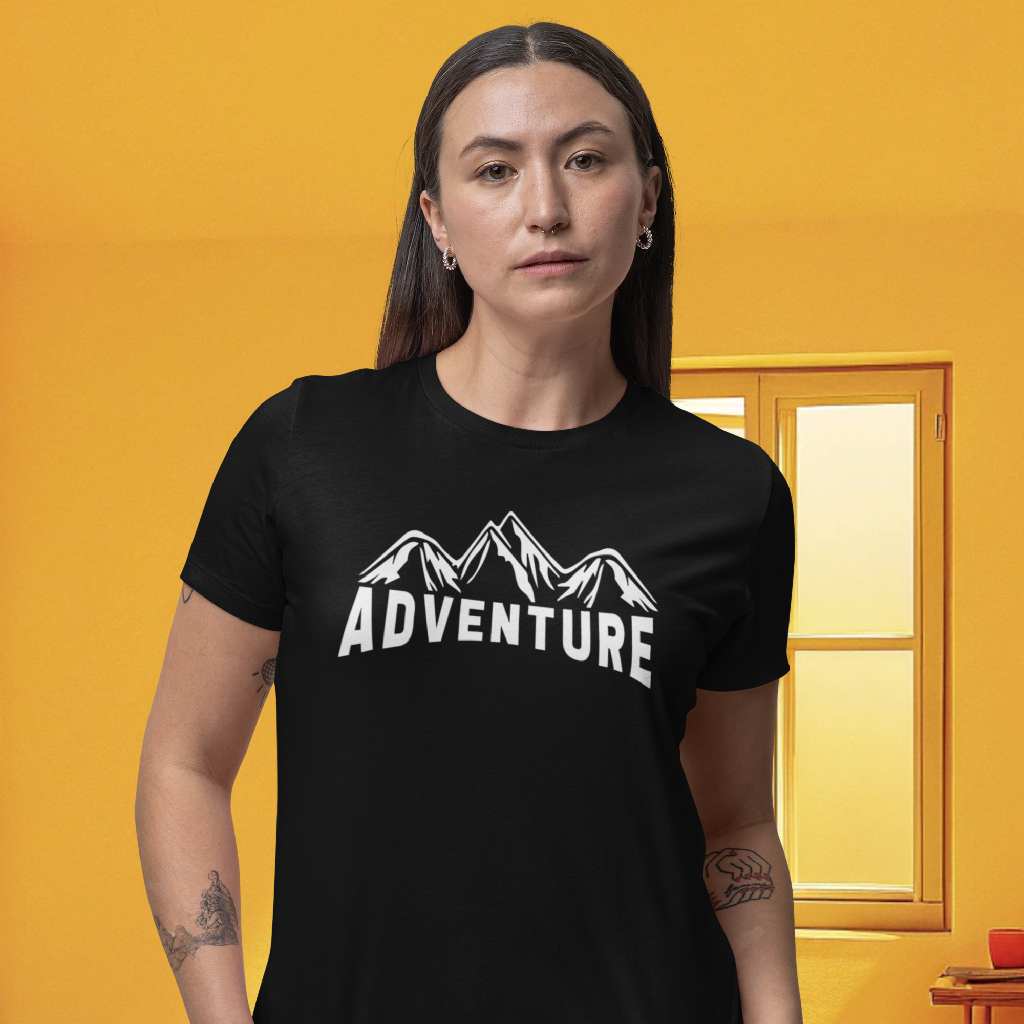 Adventure Text Printed round neck T-Shirt for women, men
