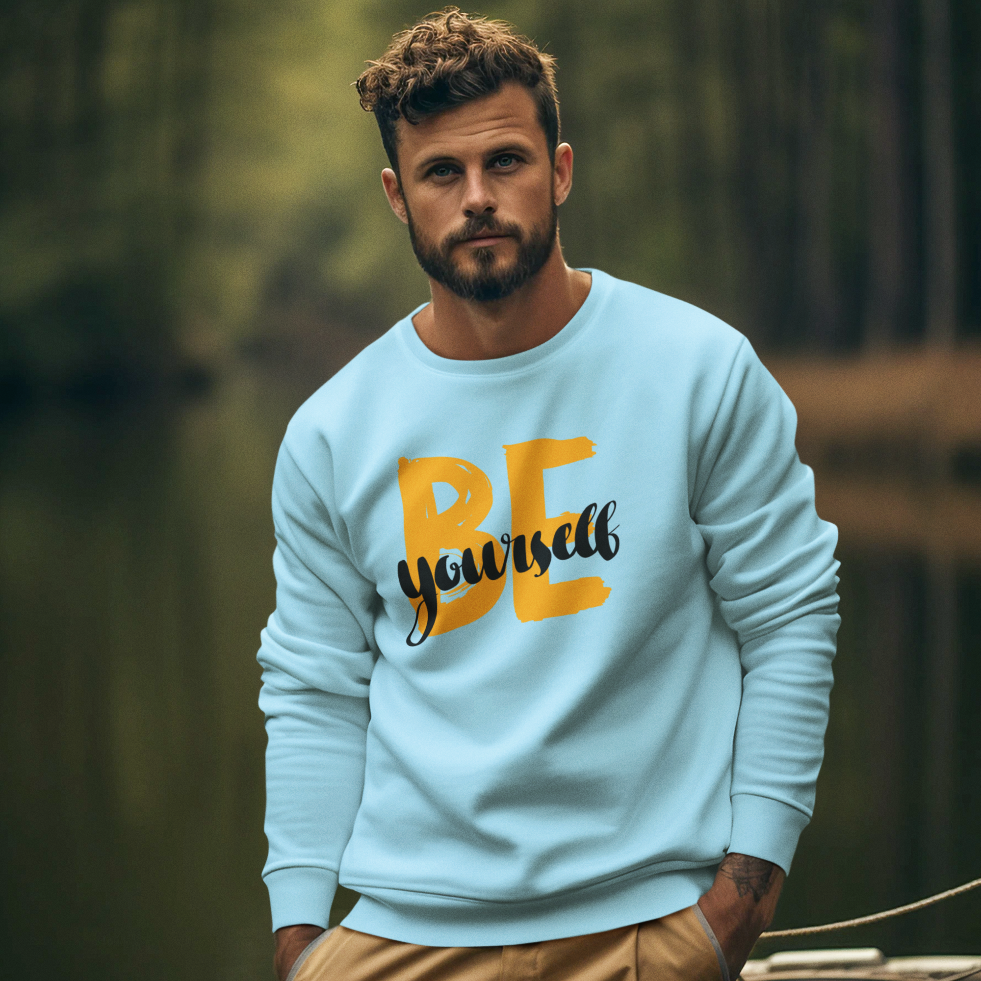 Motivational text round neck oversized Sweatshirt for men