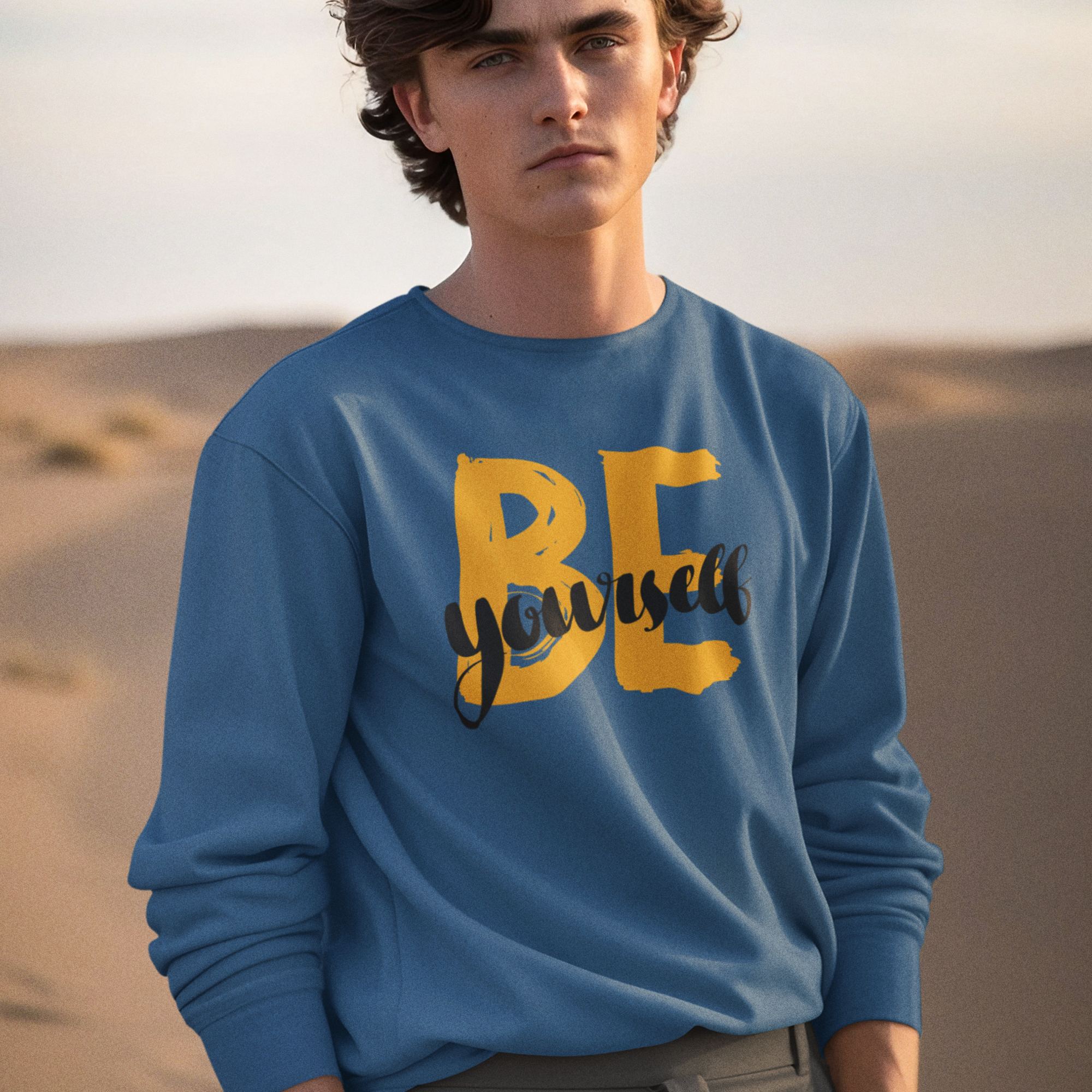 Motivational text round neck oversized Sweatshirt for men