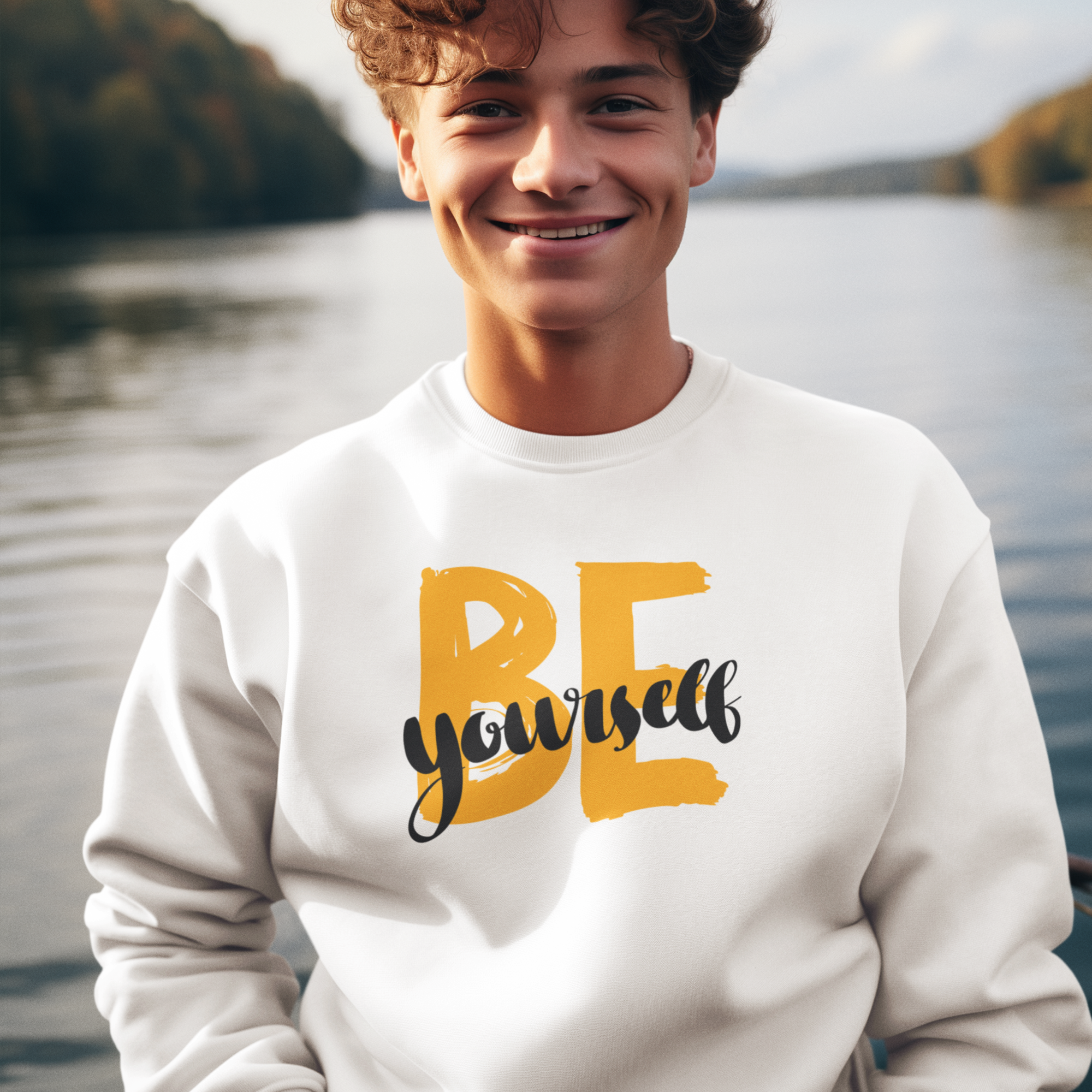 Motivational text round neck oversized Sweatshirt for men