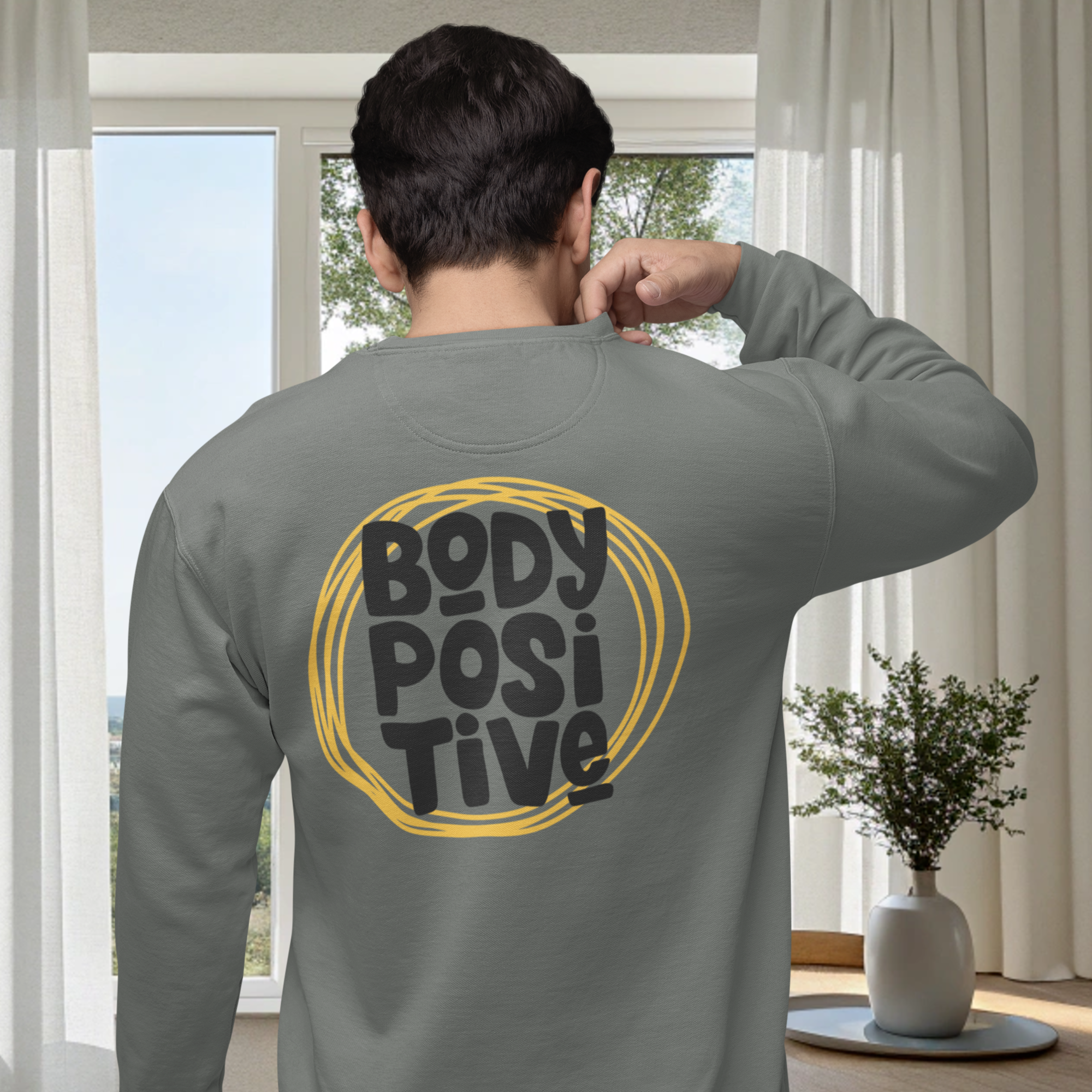Motivation text back printed round neck oversized Sweatshirt for Men