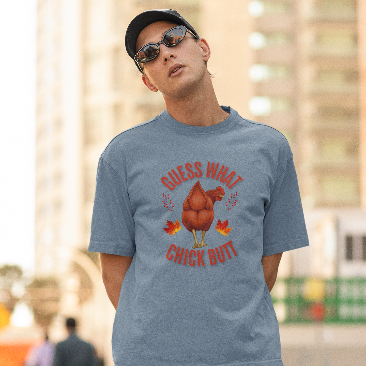 Men Thanksgiving special half sleeve comfort fit round neck oversized T-Shirt.