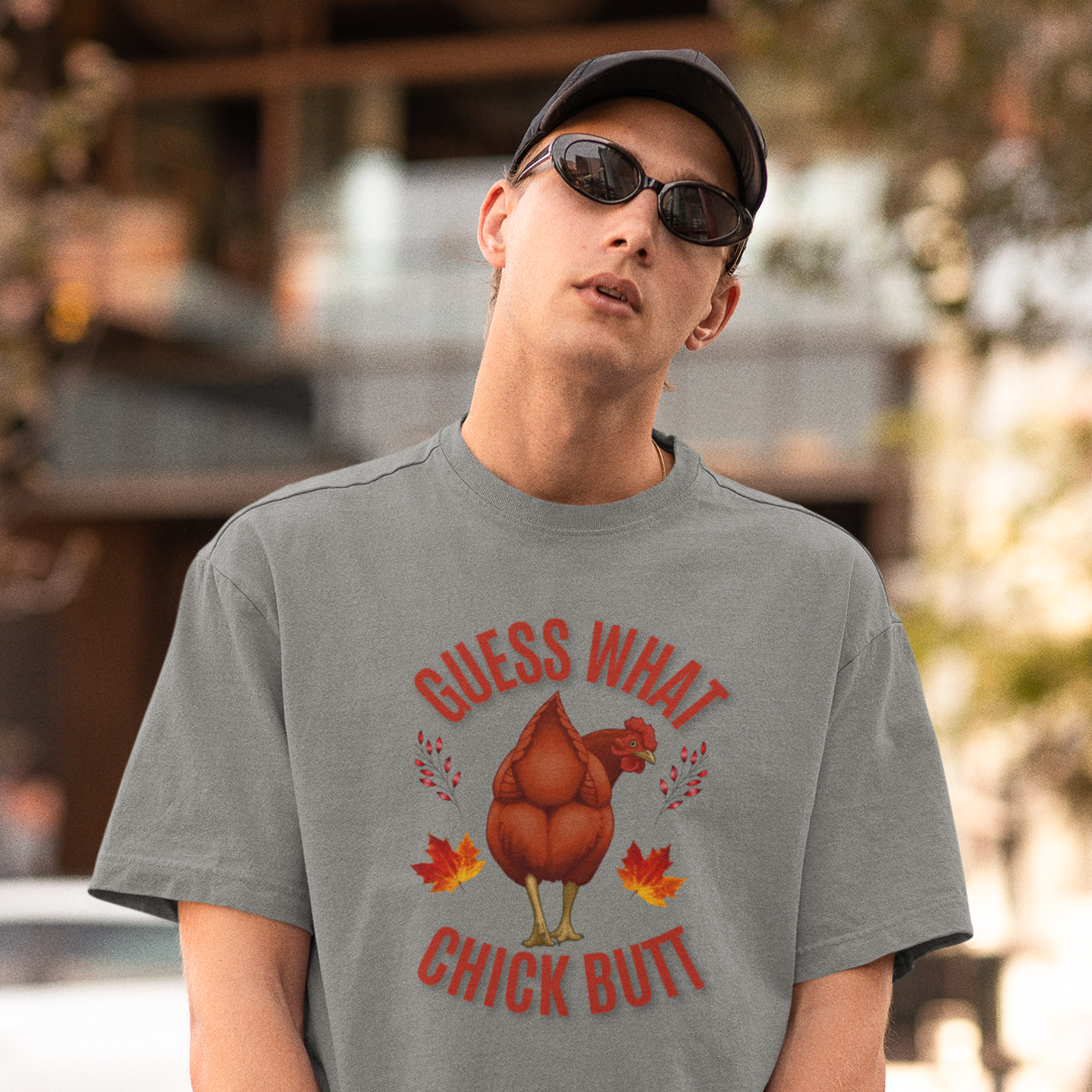 Men Thanksgiving special half sleeve comfort fit round neck oversized T-Shirt.