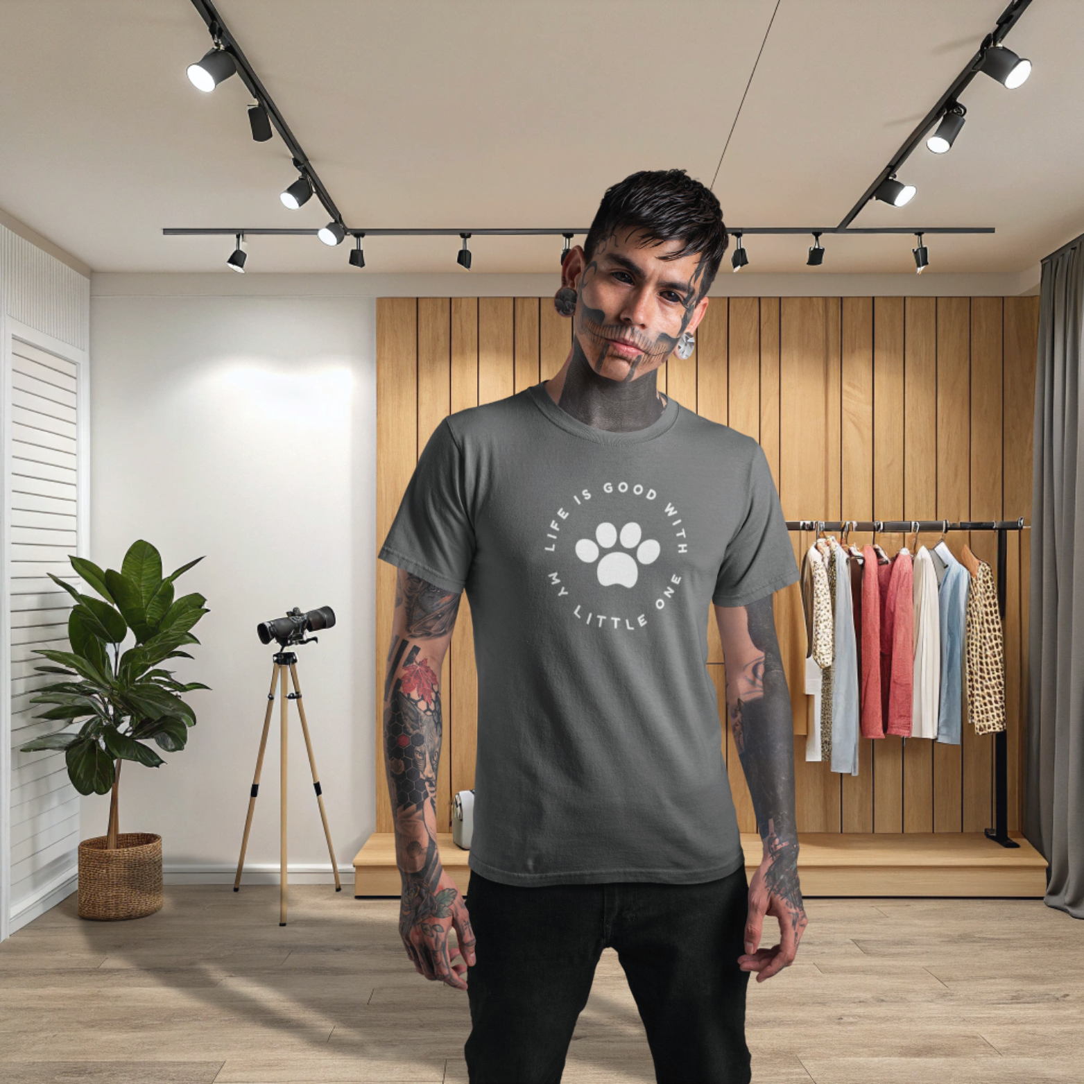 Men dog lover classic fit round neck T-shirt