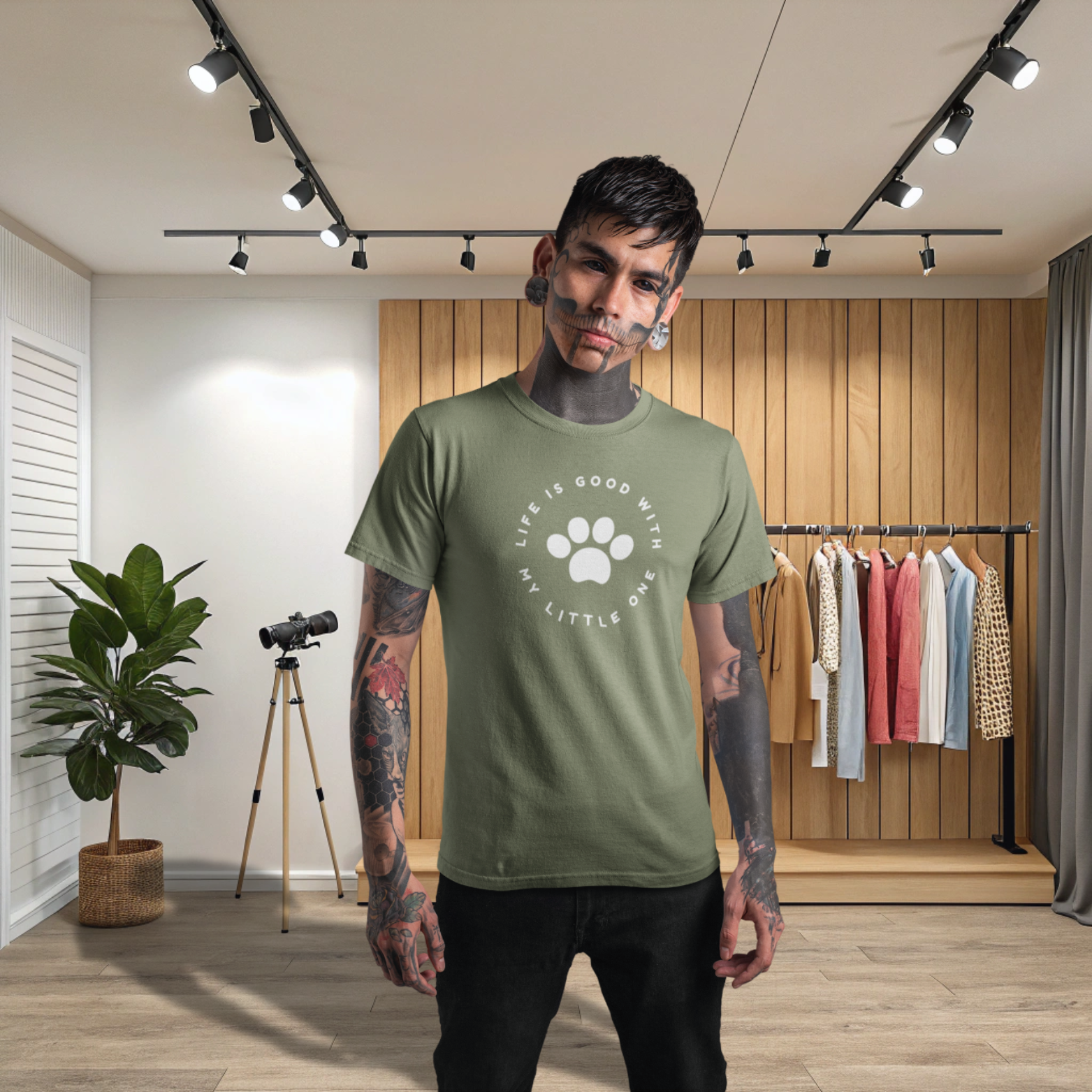 Men dog lover classic fit round neck T-shirt