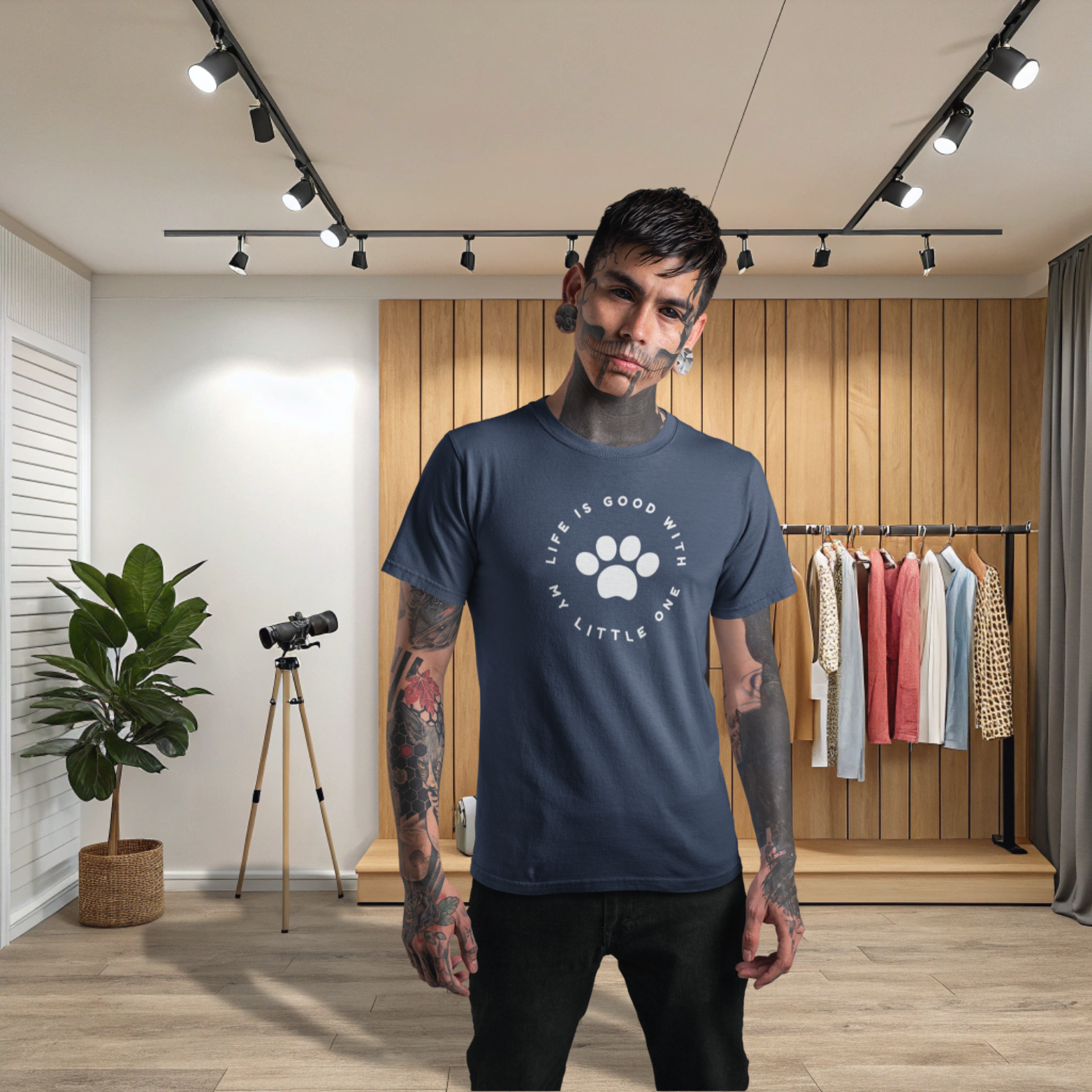 Men dog lover classic fit round neck T-shirt