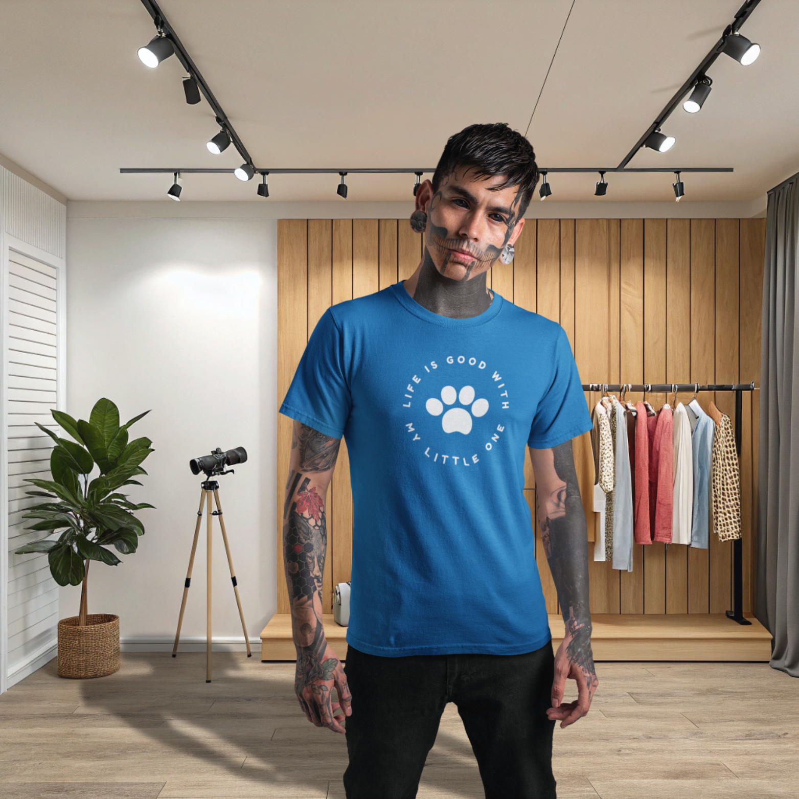 Men dog lover classic fit round neck T-shirt