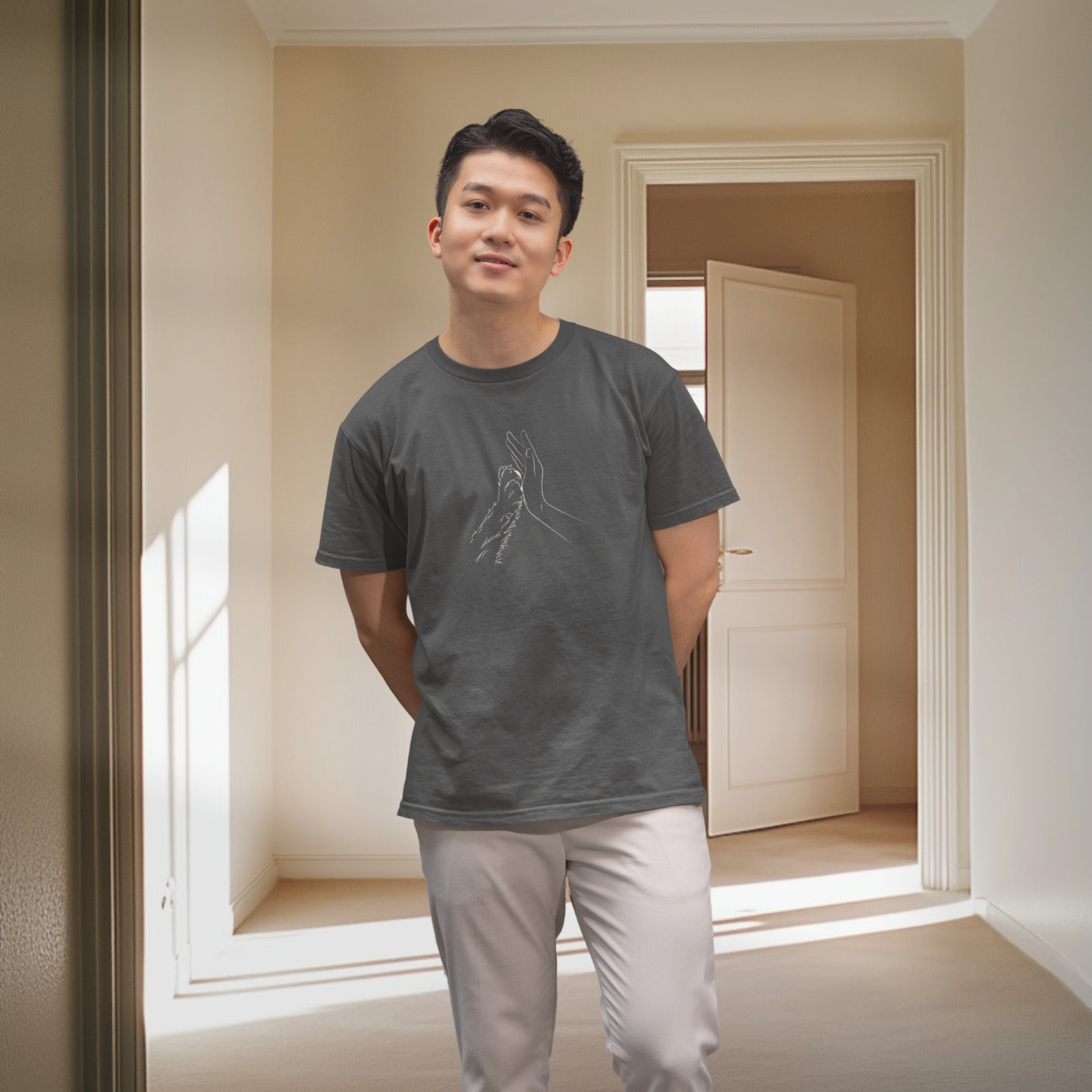 Men dog lover classic fit round neck T-shirt