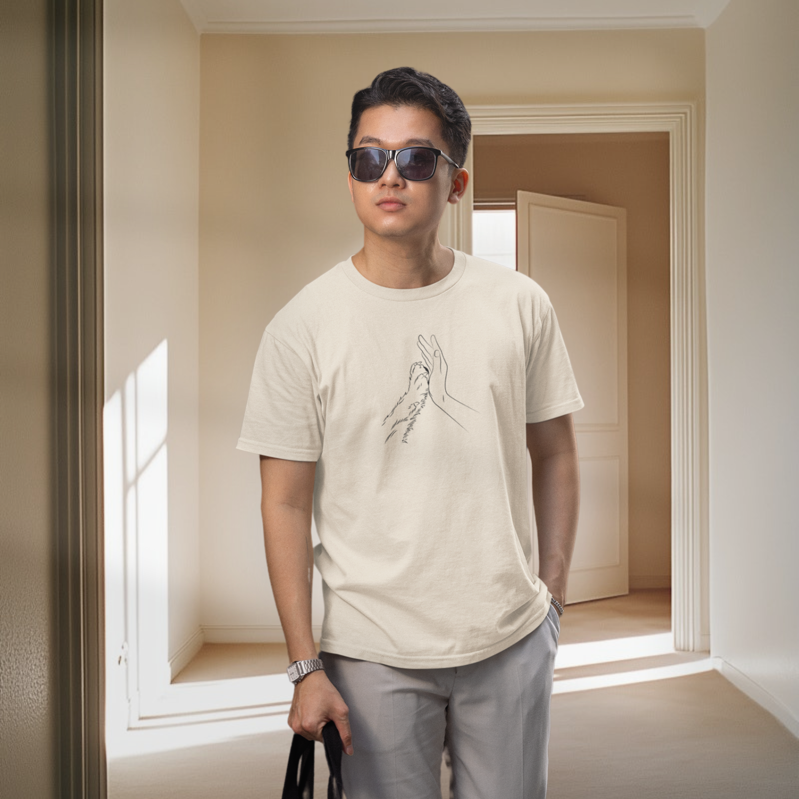 Men dog lover classic fit round neck T-shirt