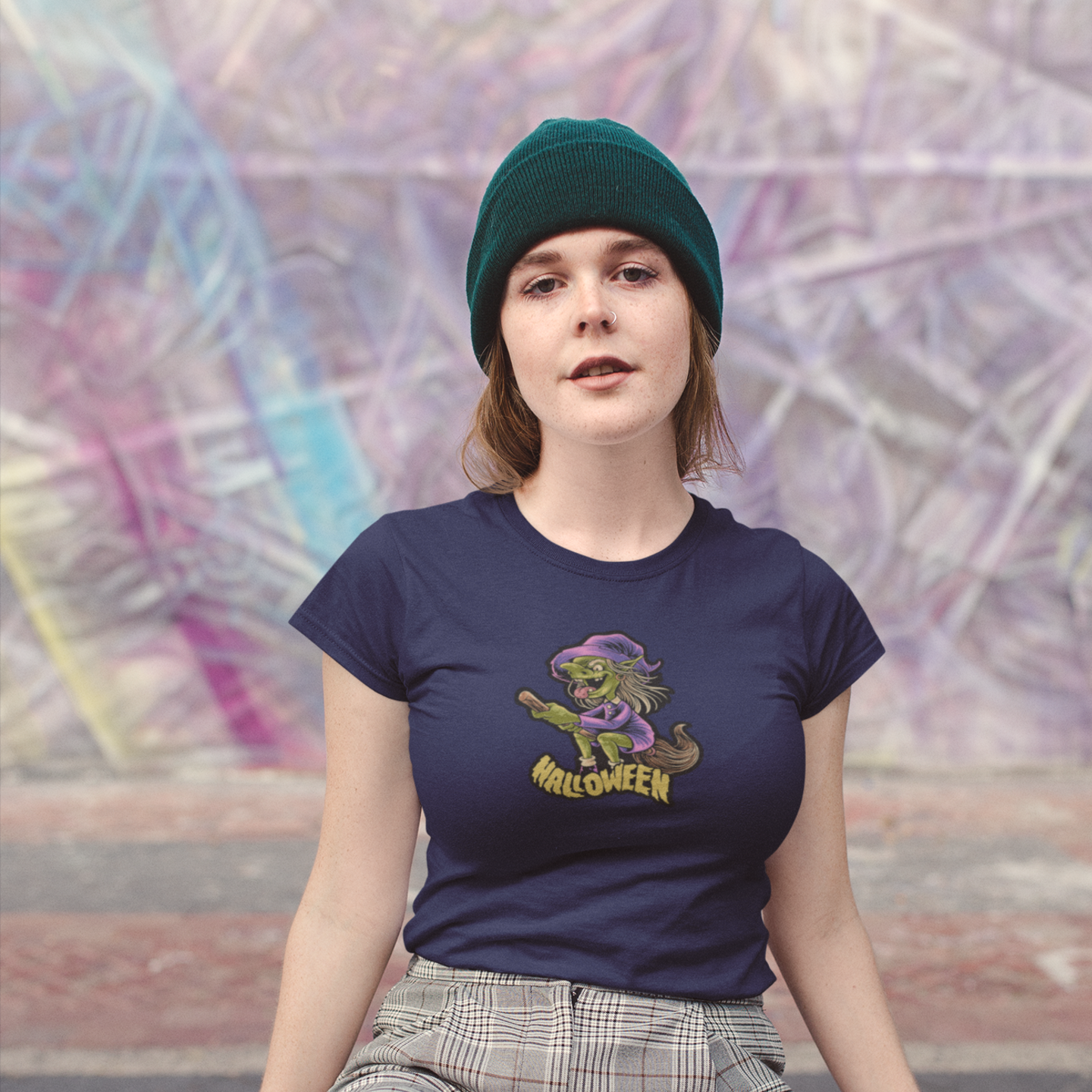 Halloween special printed round neck half sleeve slim fit t-shirt for Women