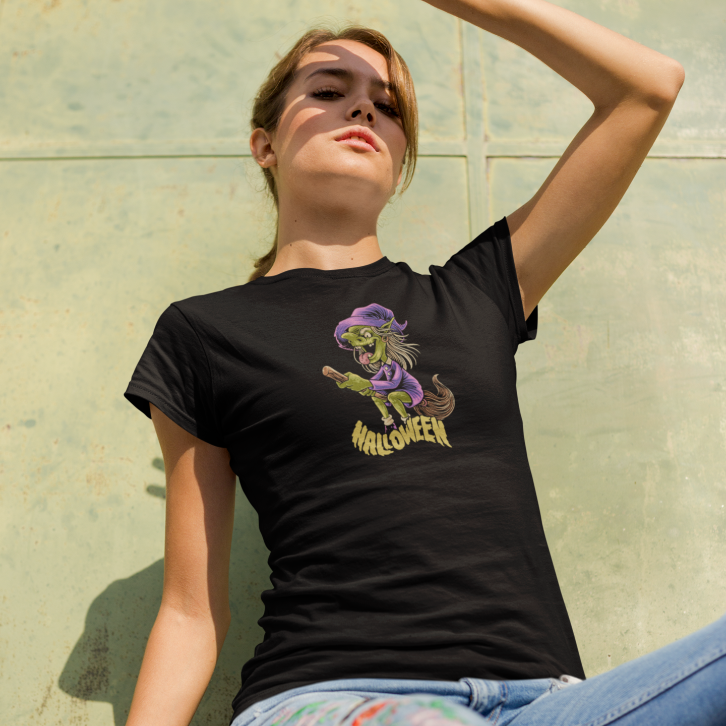 Halloween special printed round neck half sleeve slim fit t-shirt for Women