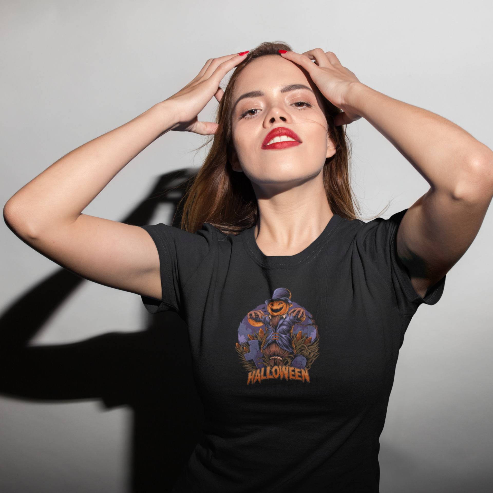 Halloween special printed round neck half sleeve slim fit t-shirt for Women