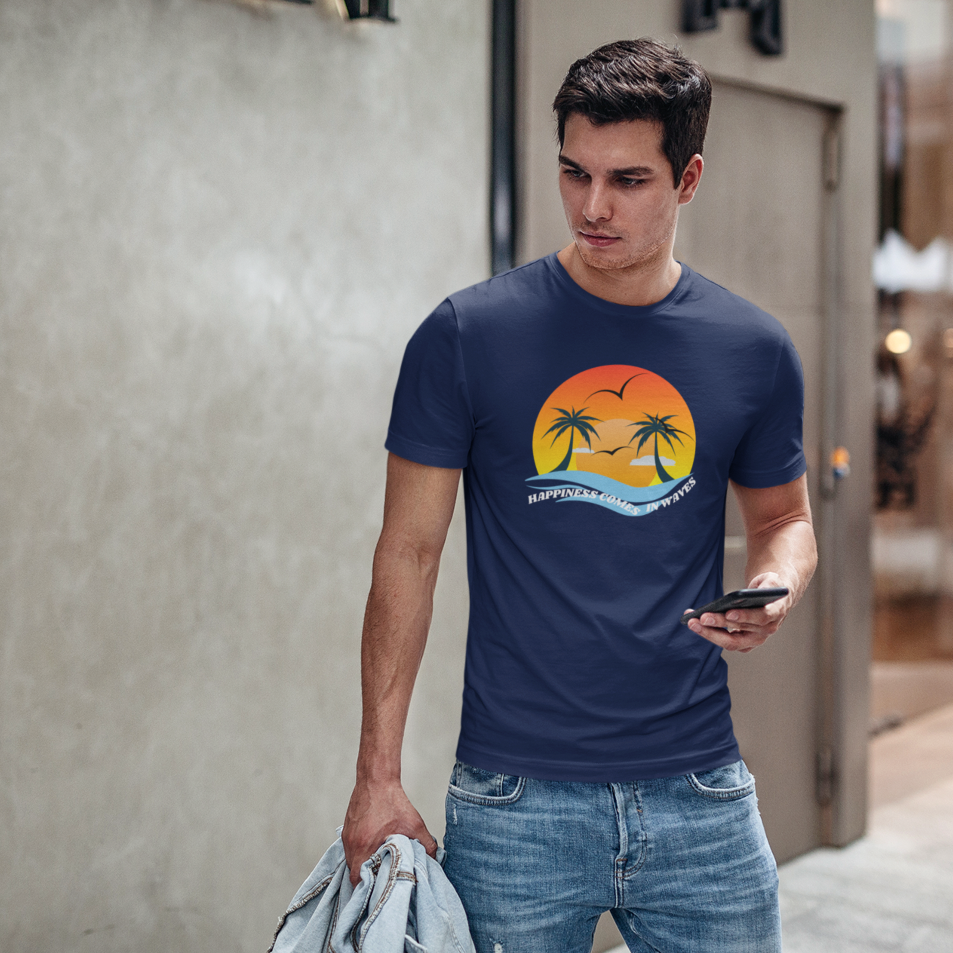 Holiday Text Printed round neck short sleeve T-Shirt men Women