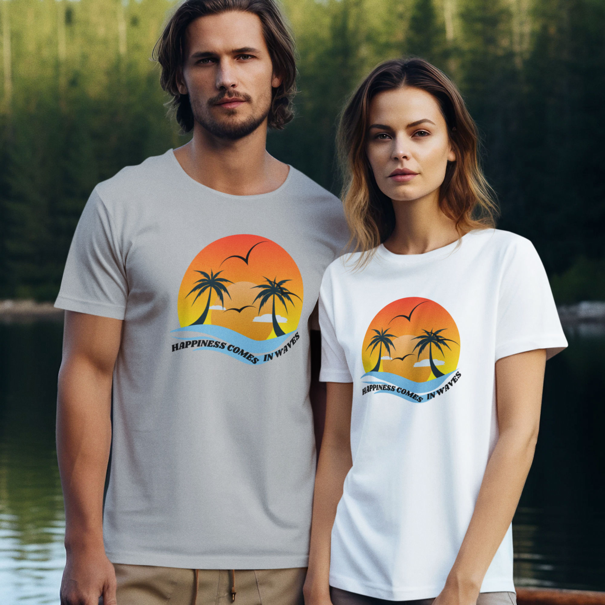 Holiday Text Printed round neck short sleeve T-Shirt men Women