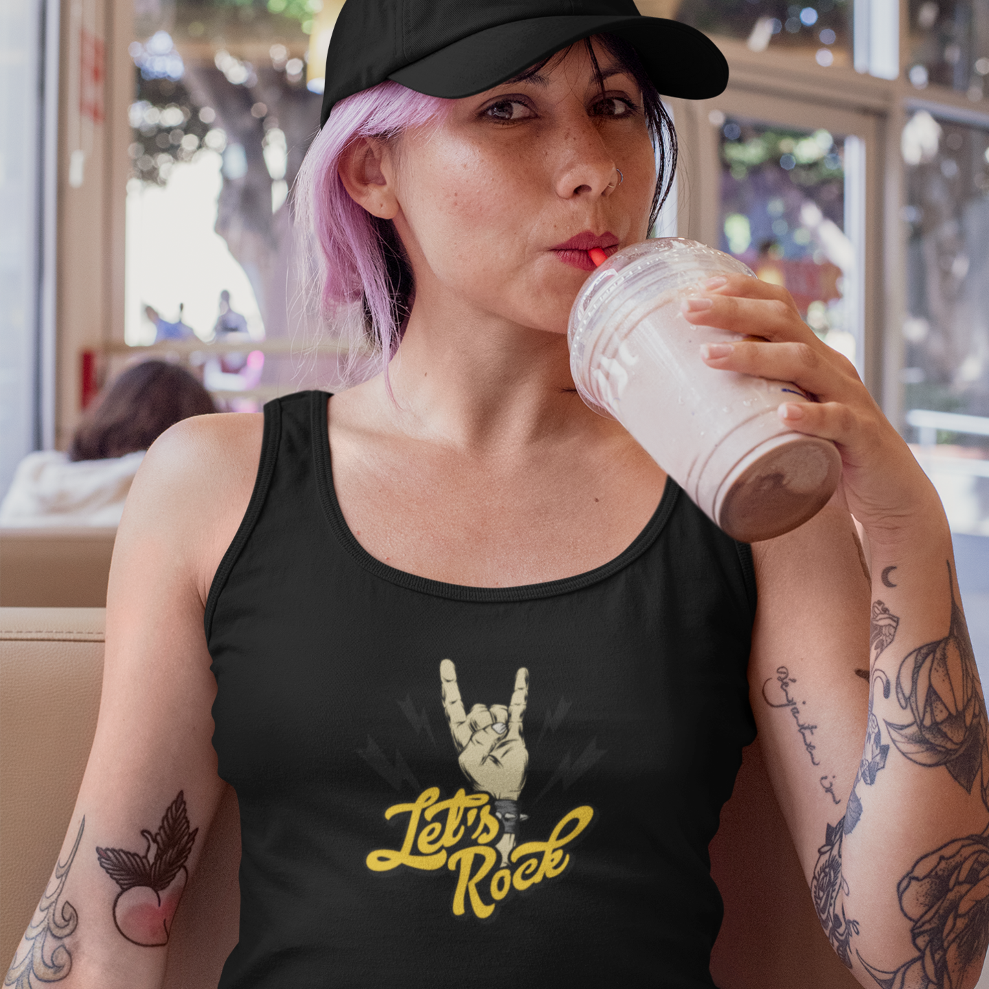 Women's party mode text printed slim fit Tank Top