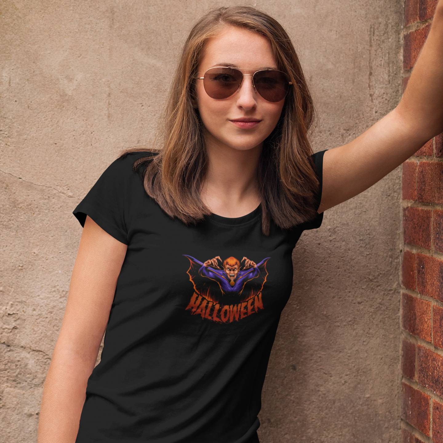 Halloween special printed round neck half sleeve slim fit t-shirt for Women