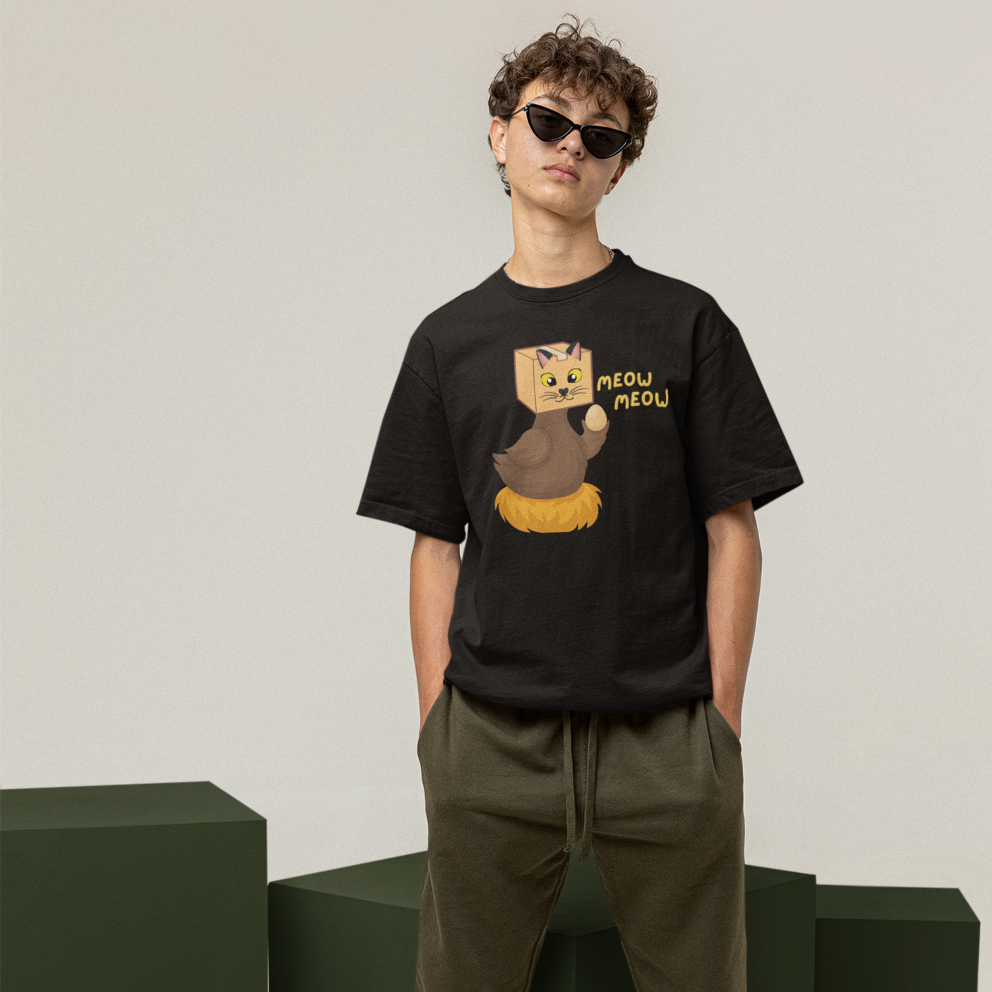 Men Thanksgiving special half sleeve comfort fit round neck oversized T-Shirt.